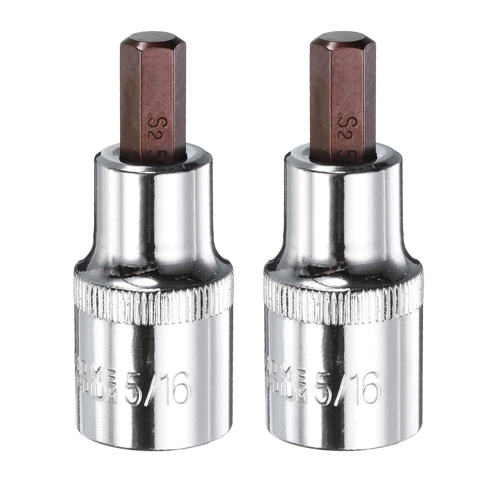 Harfington 2pcs 5/16 Inch Hex Bit Socket 1/2 Inch Square Drive SAE Extension Impact Bit Power Nut Driver Set S2 and CR-V Steel Socket Ratchet Wrench Bits