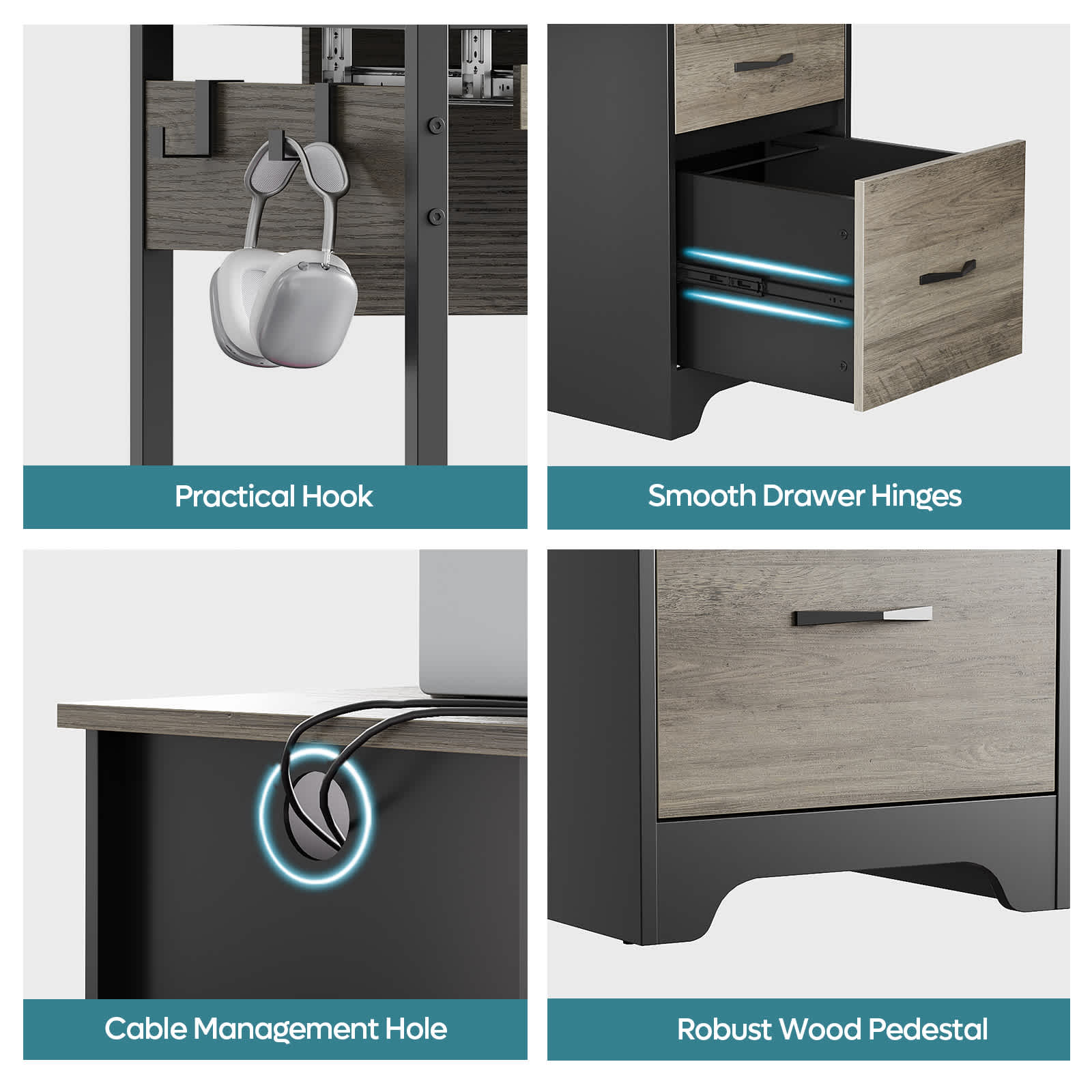 Bestier LOW-H104612N-GRW desks - View #3