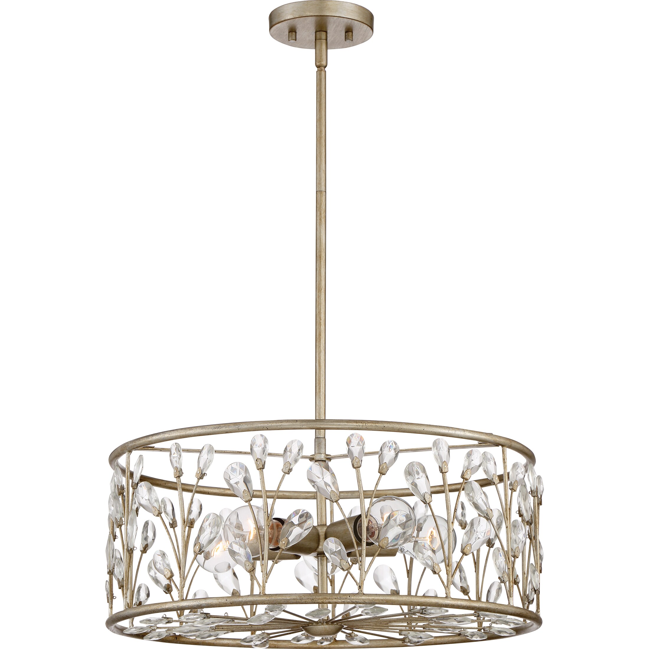 Quoizel Meadow Lane 5 Light Vintage Gold Modern Contemporary Drum Medium Hanging Pendant Light