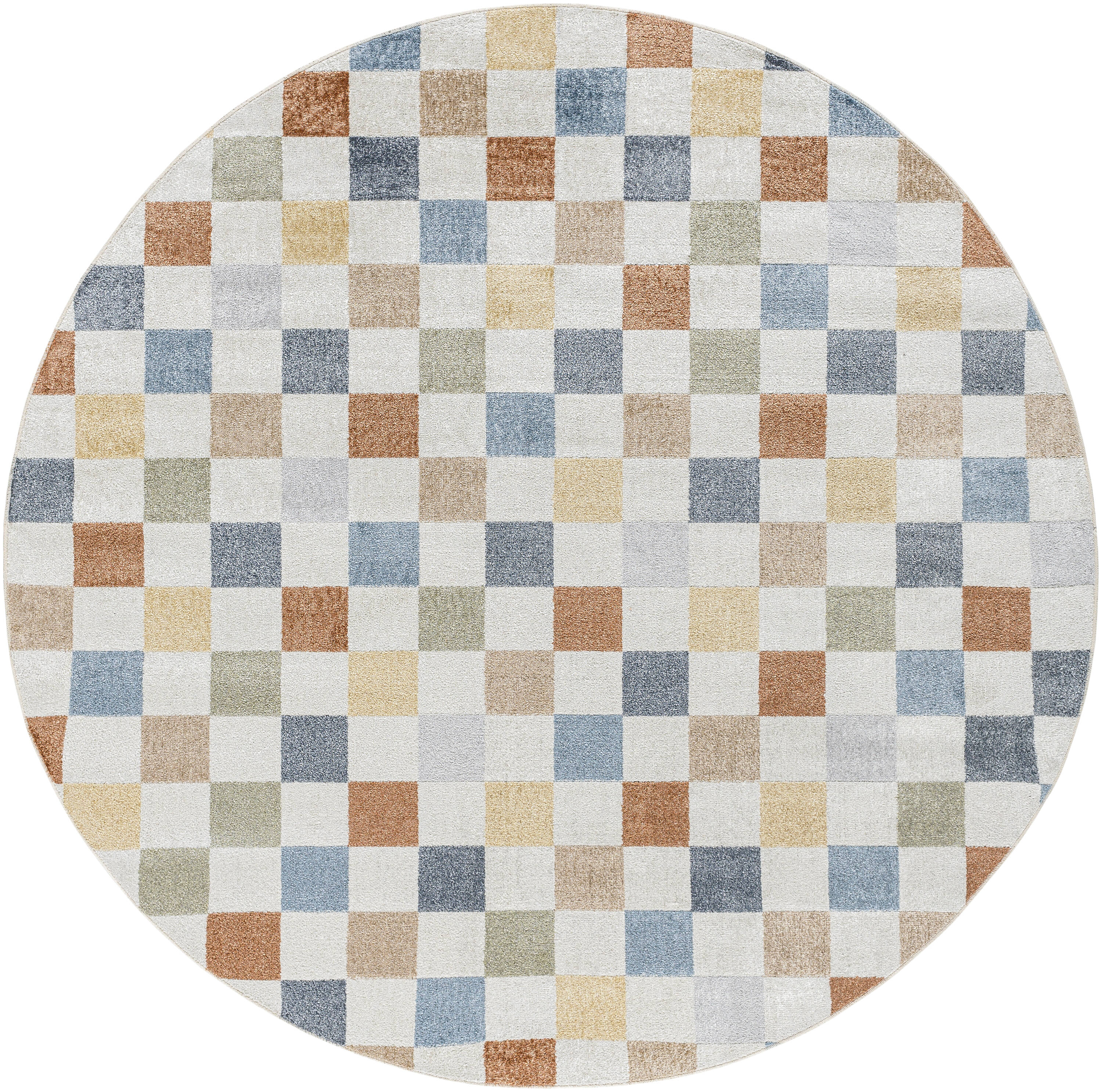 Livabliss LLL2338-67RD Lillian 7 x 7 (ft) Polyester Multi-Color Round Indoor Geometric Mid-Century Modern Machine washable Area rug