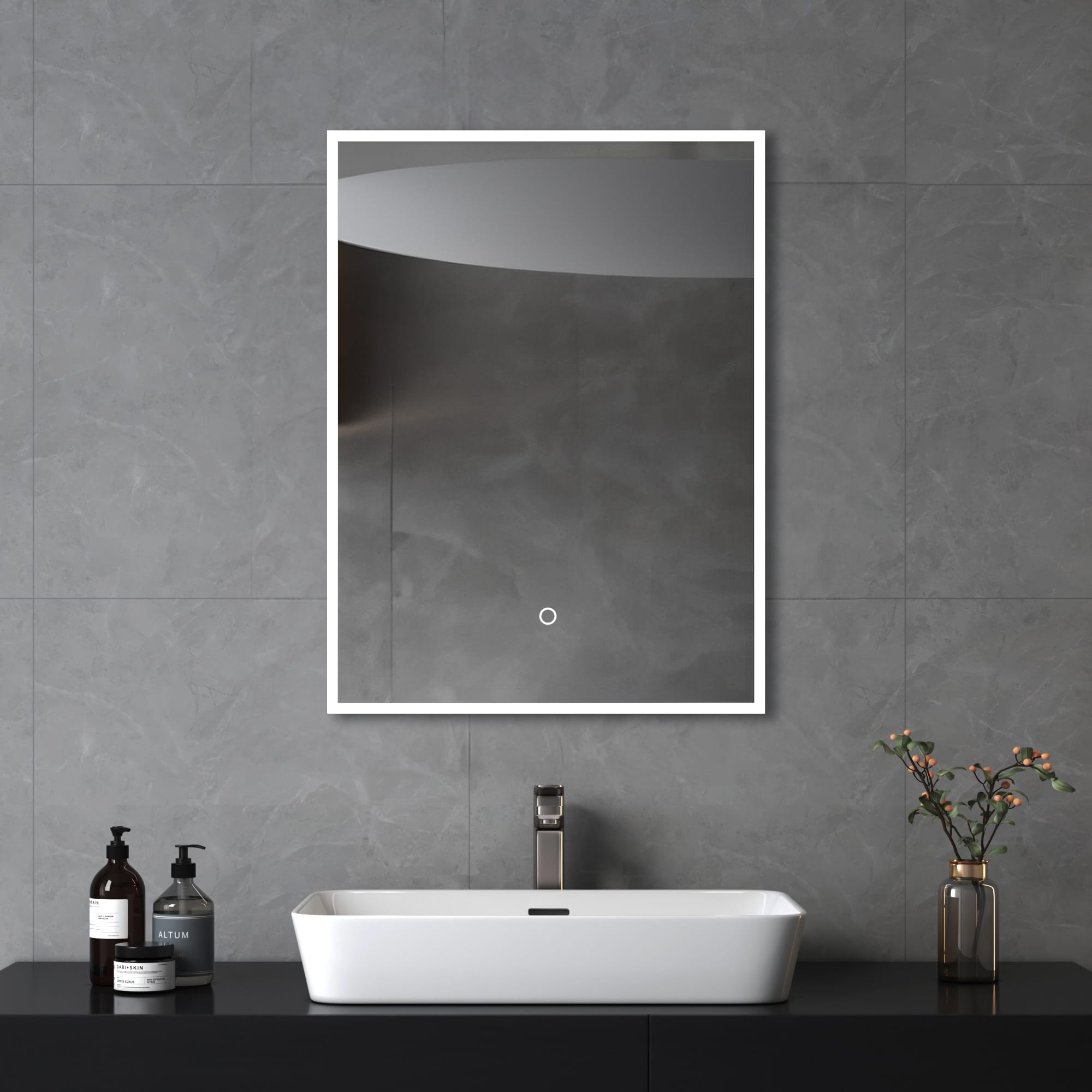Dreamwerks LACN029 LED Mirrors 24-Inches x 32-Inches Beveled Frameless Rectangle Dimmable LED Lighted Fog Free Bathroom Vanity Mirror ( Clear )