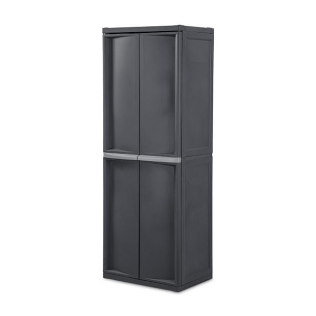 Sterilite Adjule 4 Shelf Gray Storage Cabinet With Doors 2 Pack
