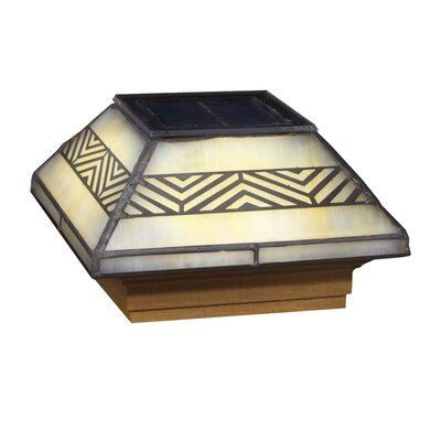 Deckorators 4-in x 4-in Stained Glass Solar LED Glass Cedar Deck Post Cap Deckorators 4-in x 4-in Stained Glass Solar LED Glass Cedar Deck Post Cap