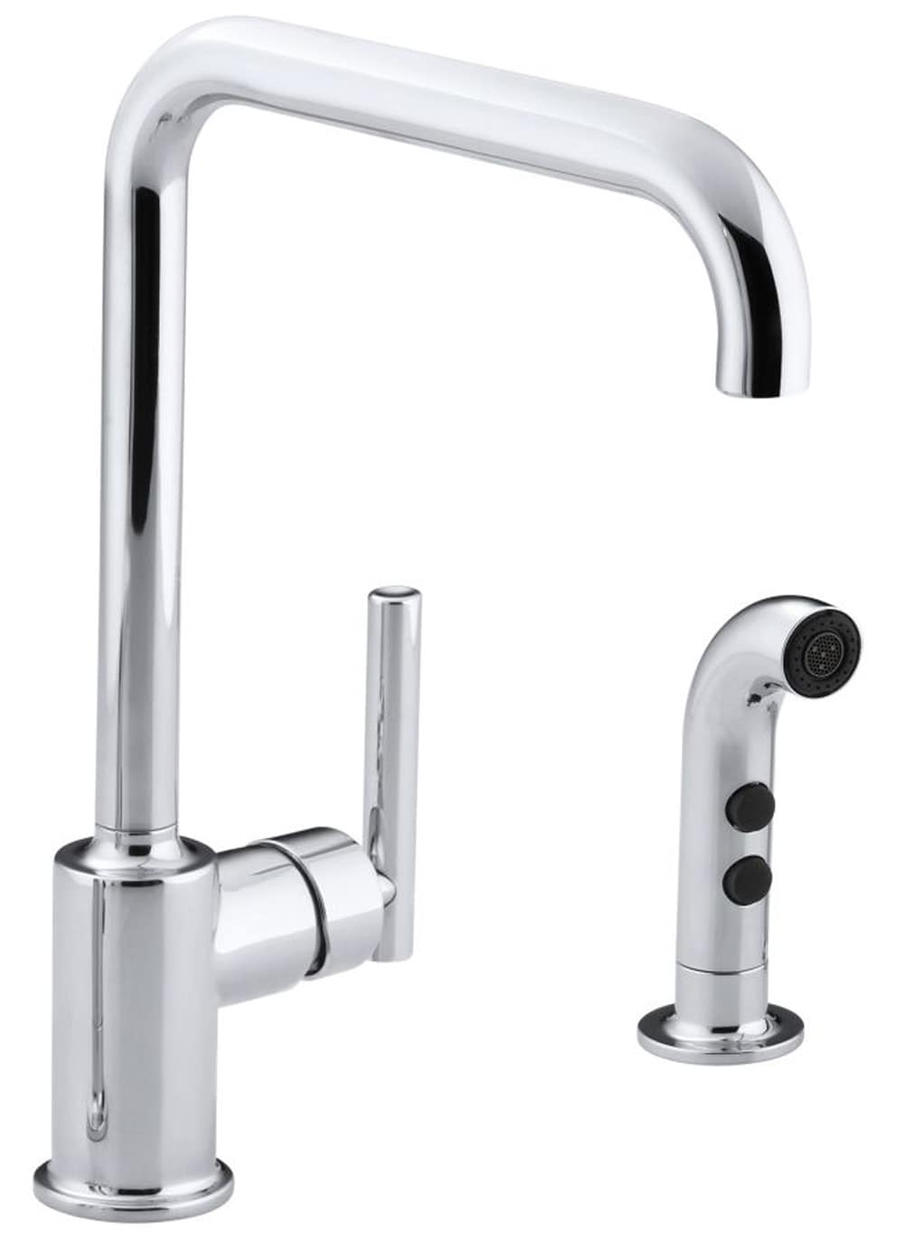 KOHLER 7508-CP Purist Polished Chrome Single Handle Deck-mount Kitchen Faucet ( Side Sprayer Included )