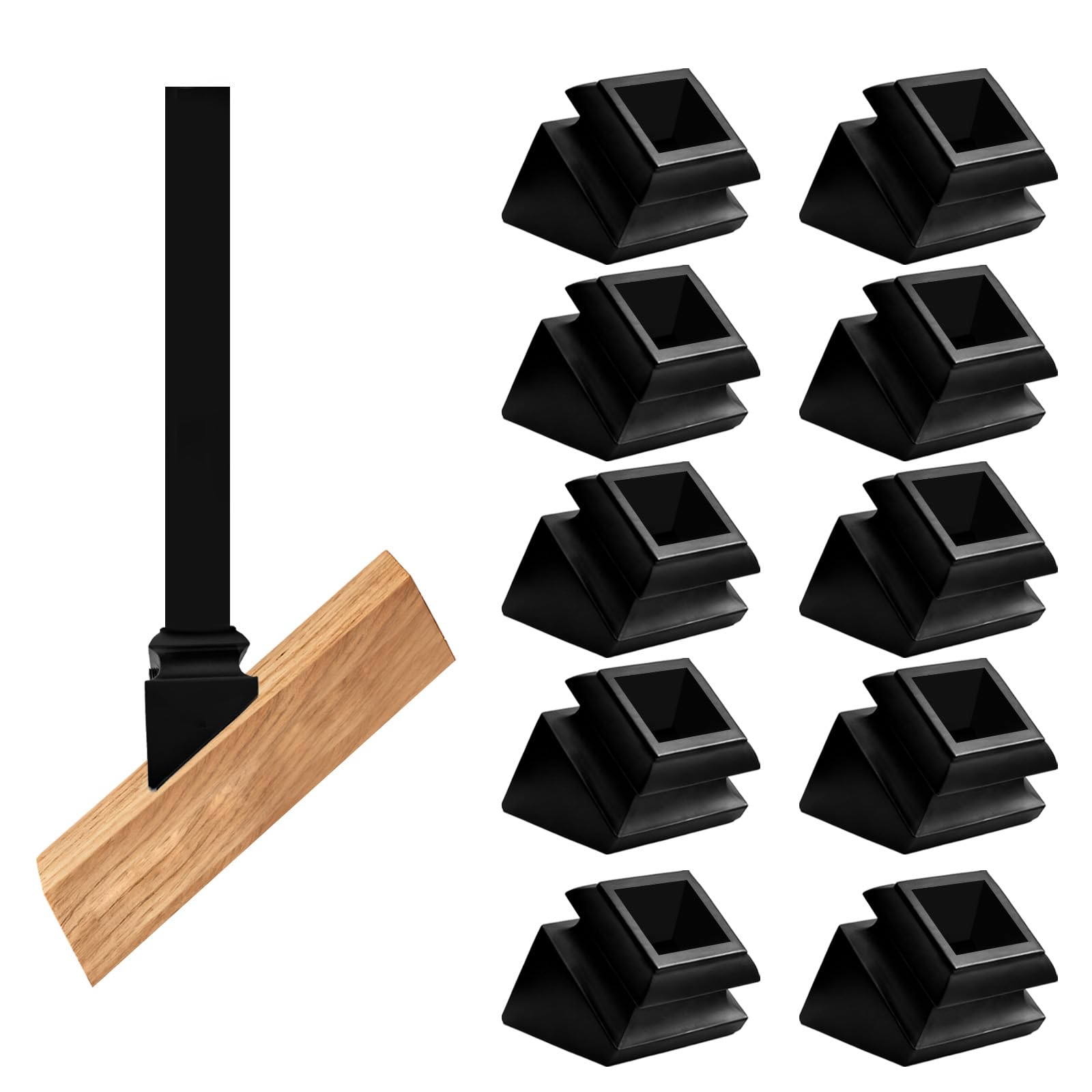 Misopily  10pcs Black Aluminum Alloy Baluster Shoes 45 Degree Angle Slant Base for 1/2 in Square Spindles Durable Metal Stair Railing Support