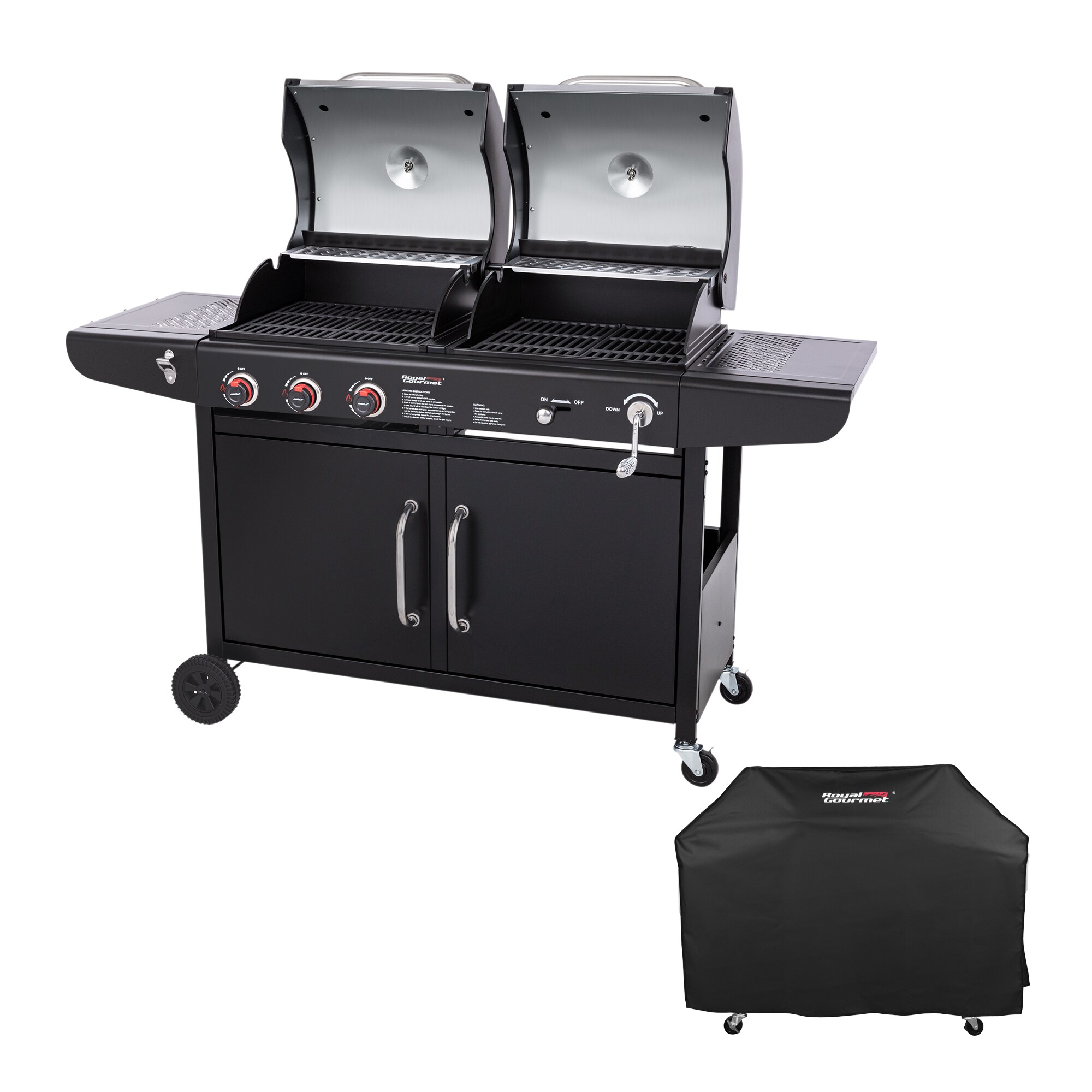 Royal Gourmet Black and Silverred Gas and Charcoal Combo Grill in