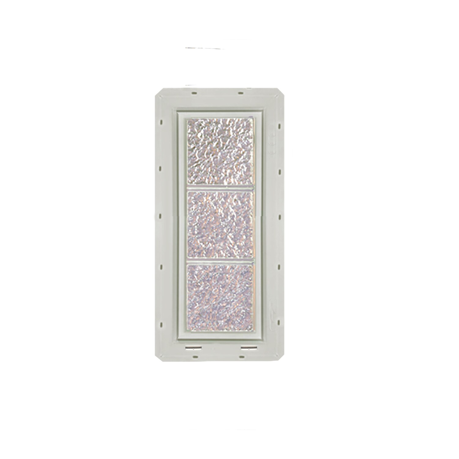 CrystaLok CL0824SISWH Ice Glass 9.25-in x 24.25-in Vinyl New Construction Glass Block Window