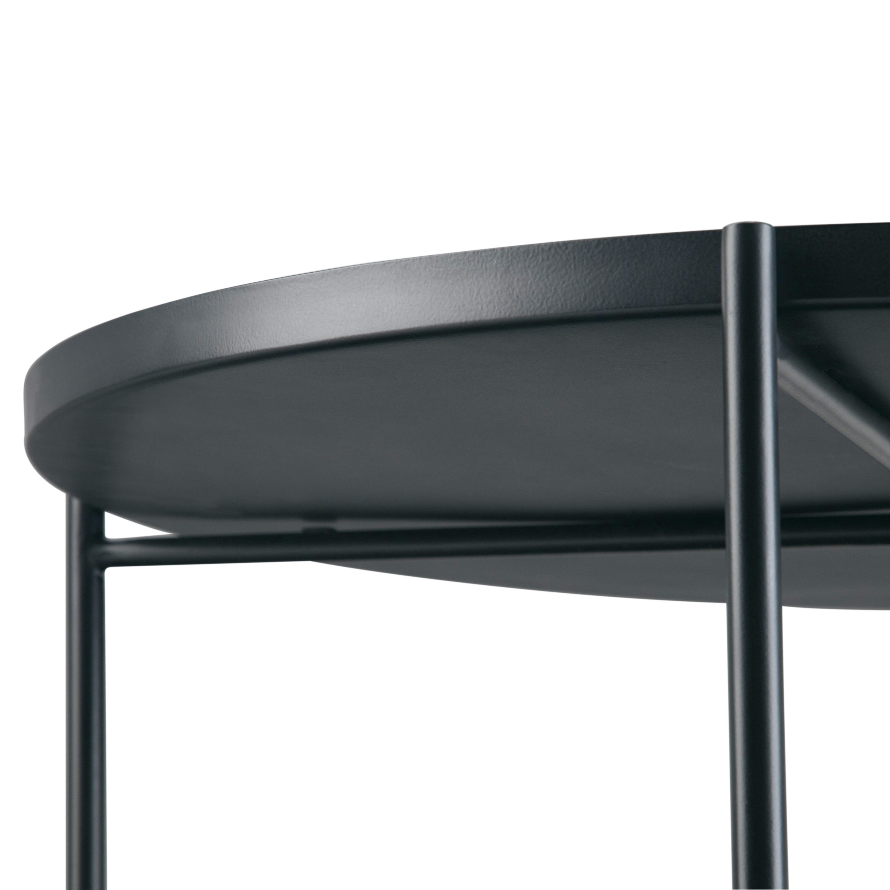 Monet 32" Round Black Metal Coffee Table with Storage
