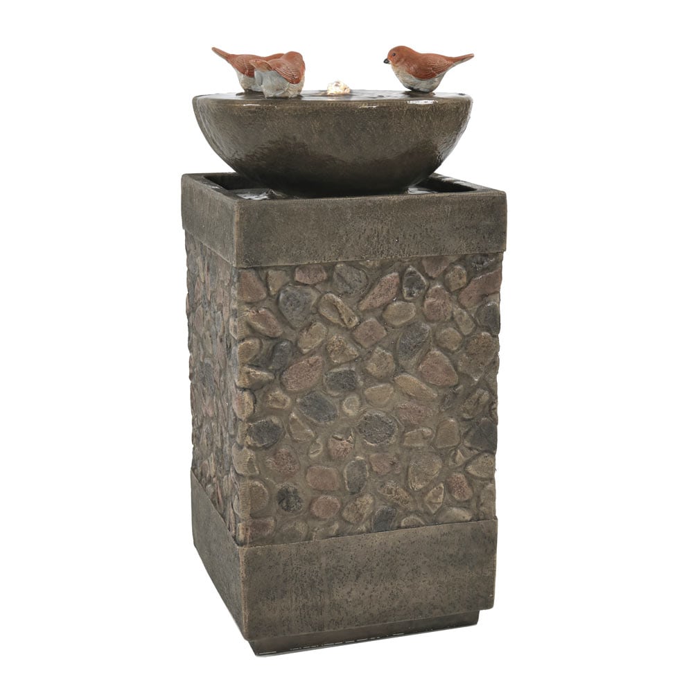 Sunnydaze Decor WNC-511 25-in H Resin Tiered Outdoor Fountain with Birdbath Pump Included