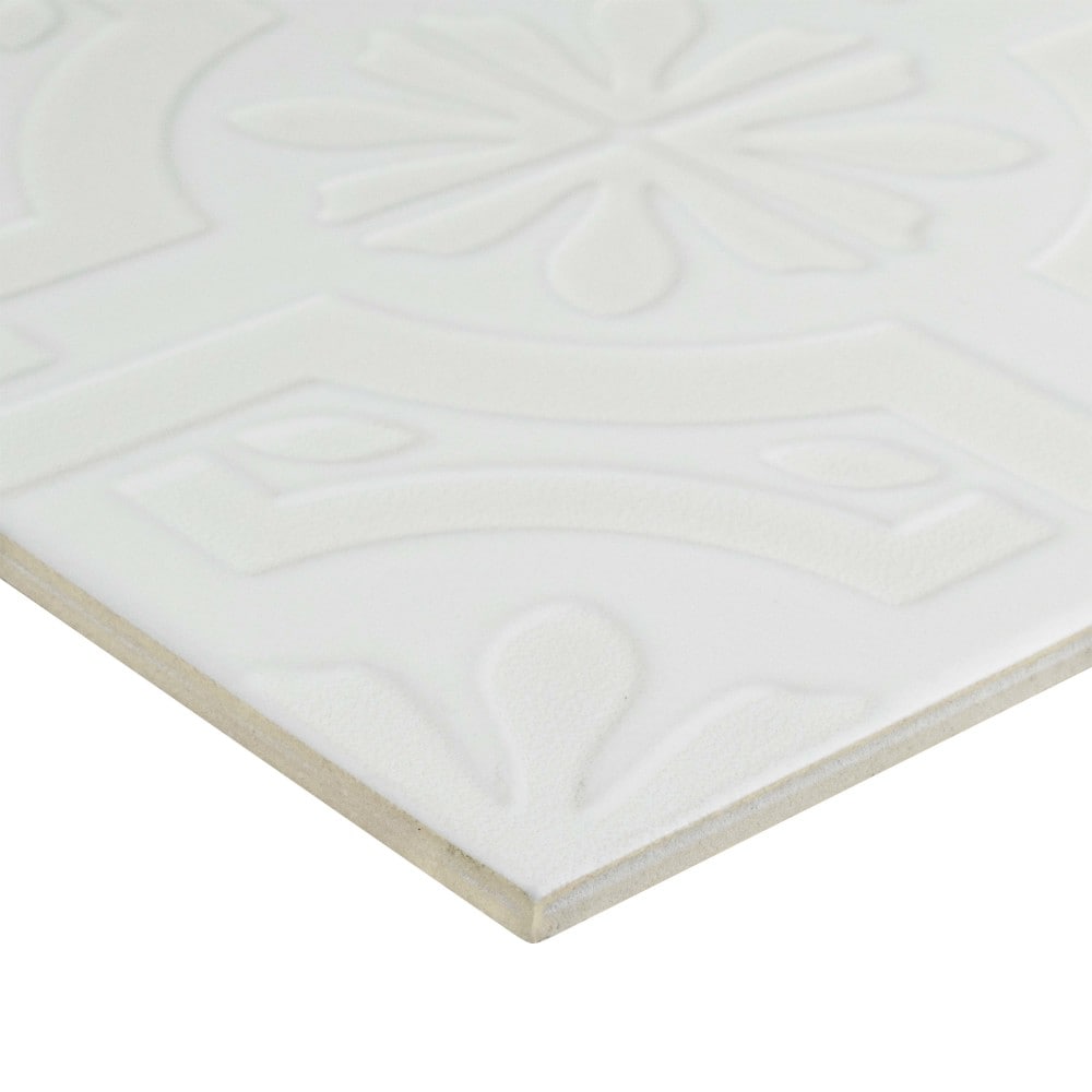 Affinity Tile Triplex Real White 8-in x 8-in Satin Ceramic Patterned ...