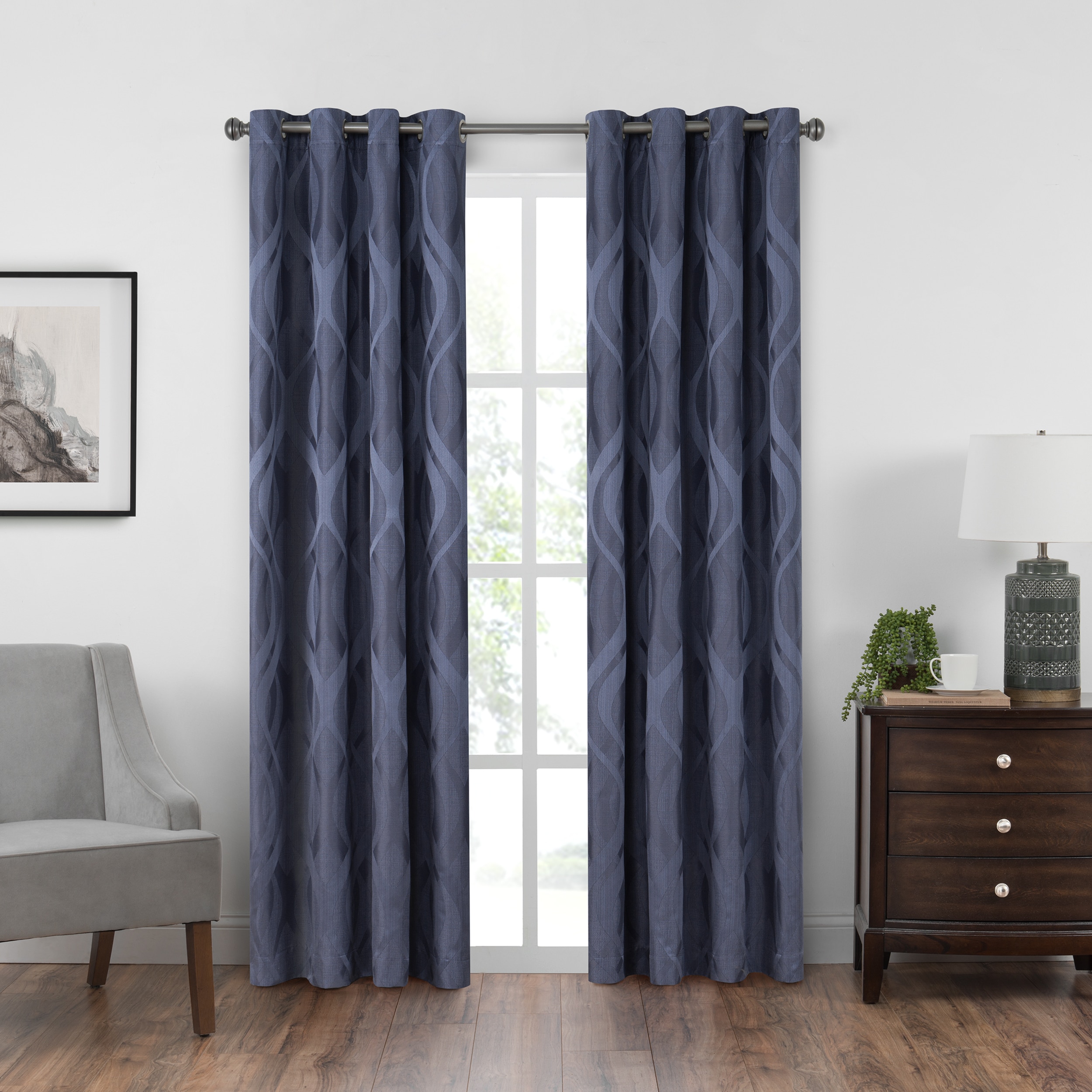 Eclipse 15522052063IND 63-Inches Indigo Blackout Standard lined Rod pocket Single curtain panel