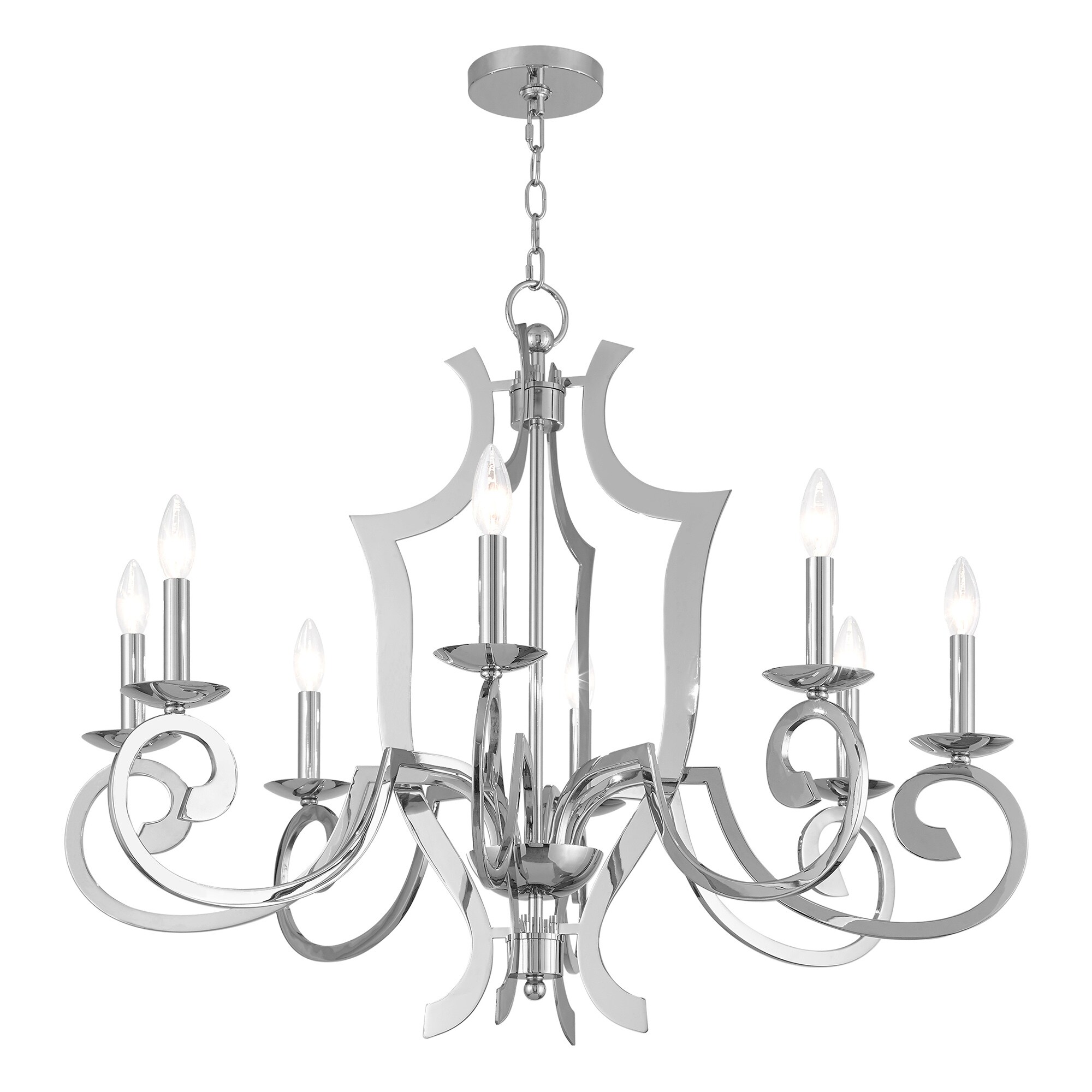 Aldrich 32.5" Polished Chrome 8-Light Candelabra Chandelier