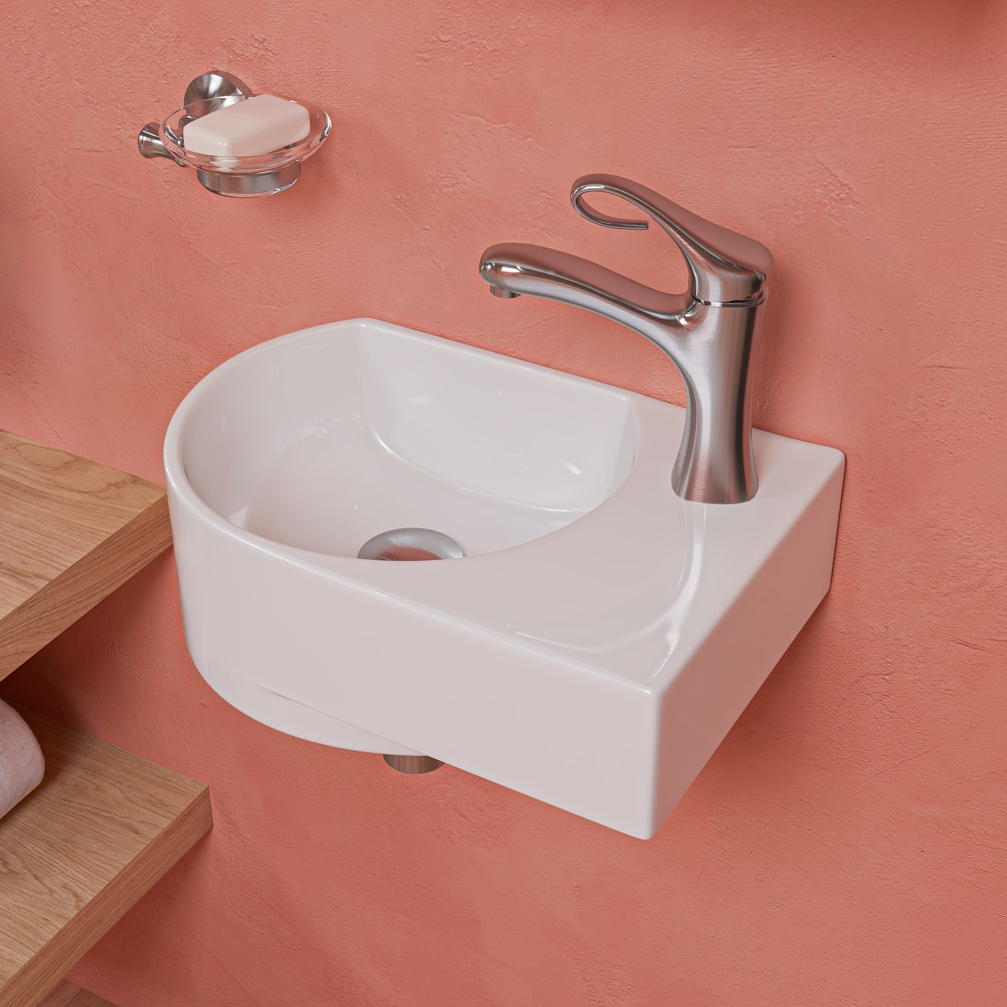 ALFI - Porcelain 16-in Wall-mount Oval Modern White Bathroom Sink