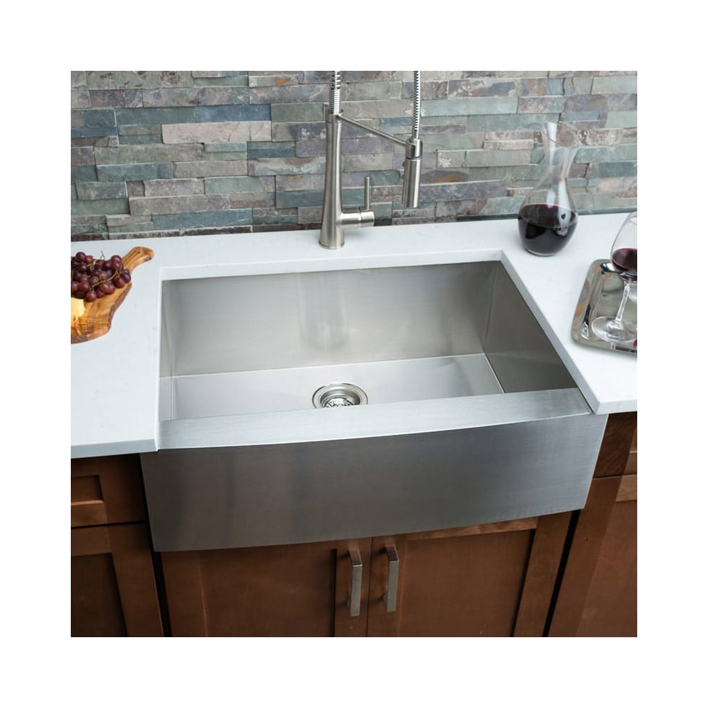 Farmhouse Apron Front 30-in x 22.25-in Stainless Steel Single Bowl Kitchen Sink | - Miseno MNO163020F