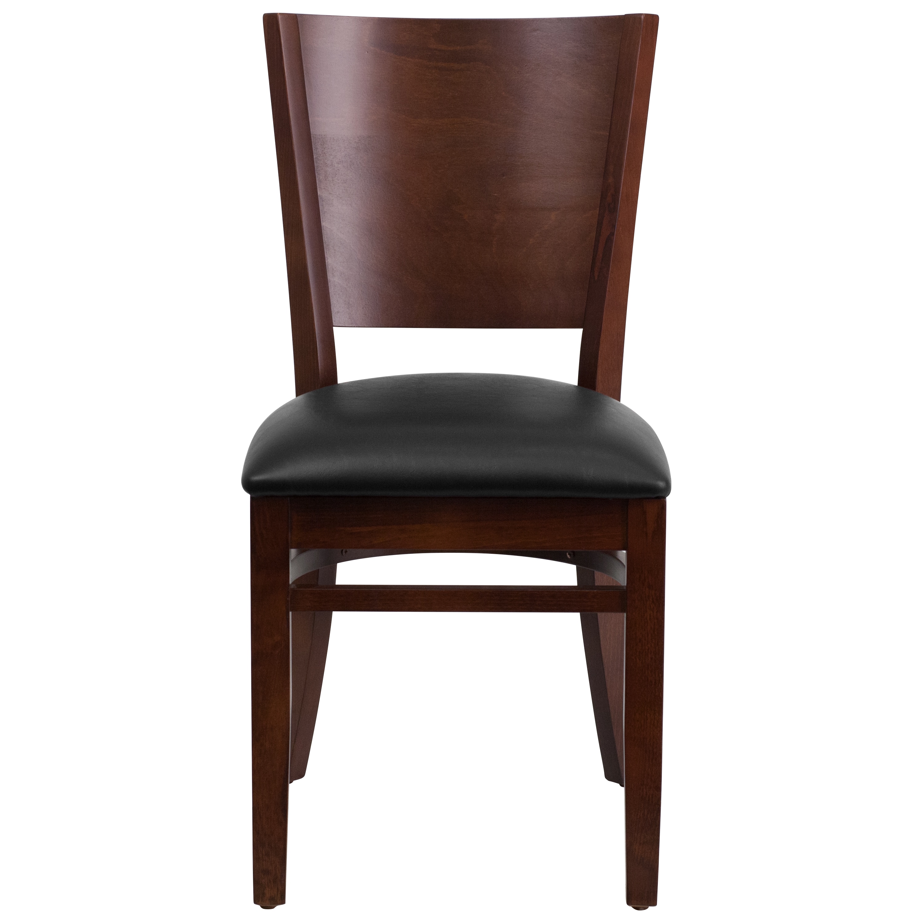 Elegant Walnut Wood Side Chair with Black Vinyl Seat