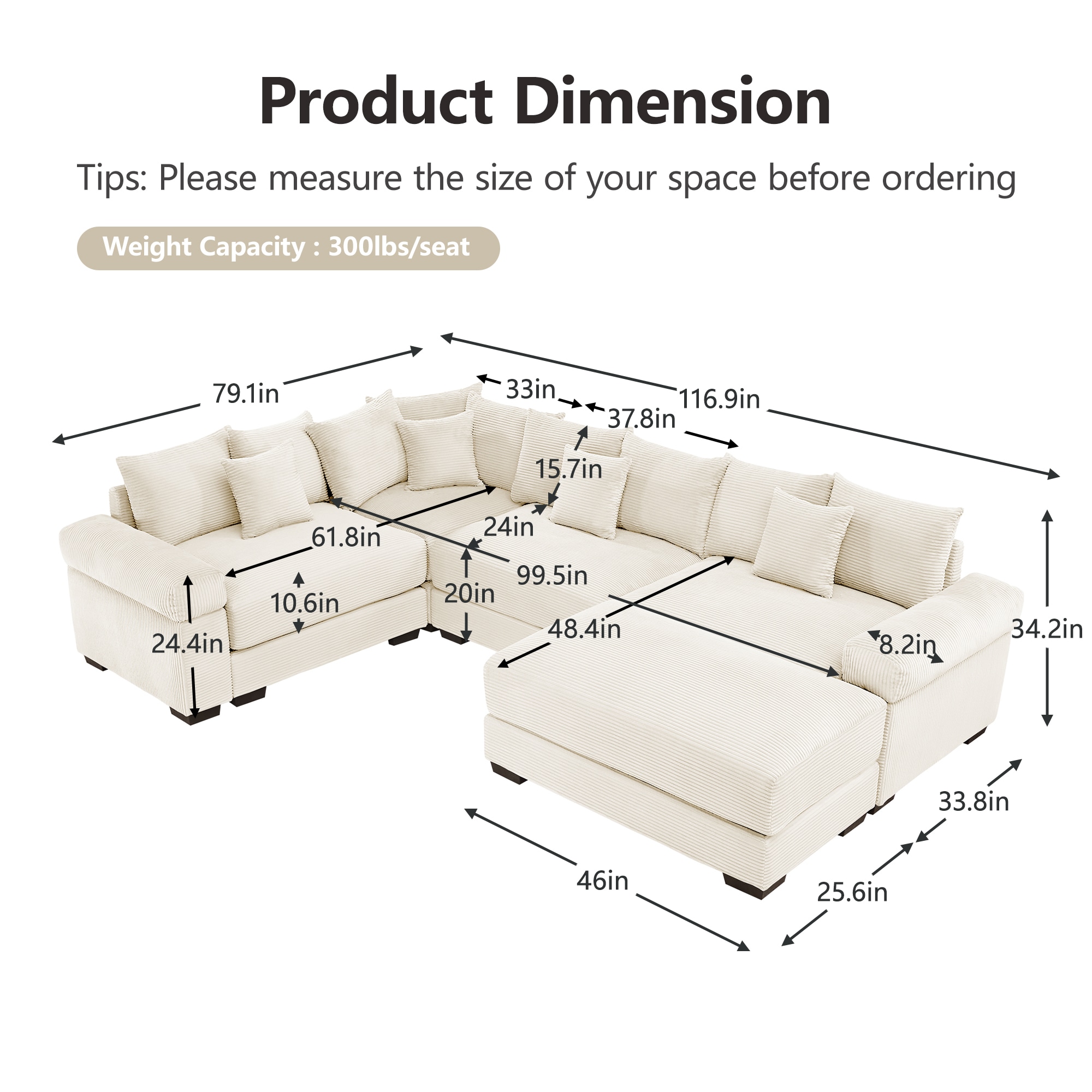 Homy Casa W714-N-OW Sofas-Loveseats - View #3