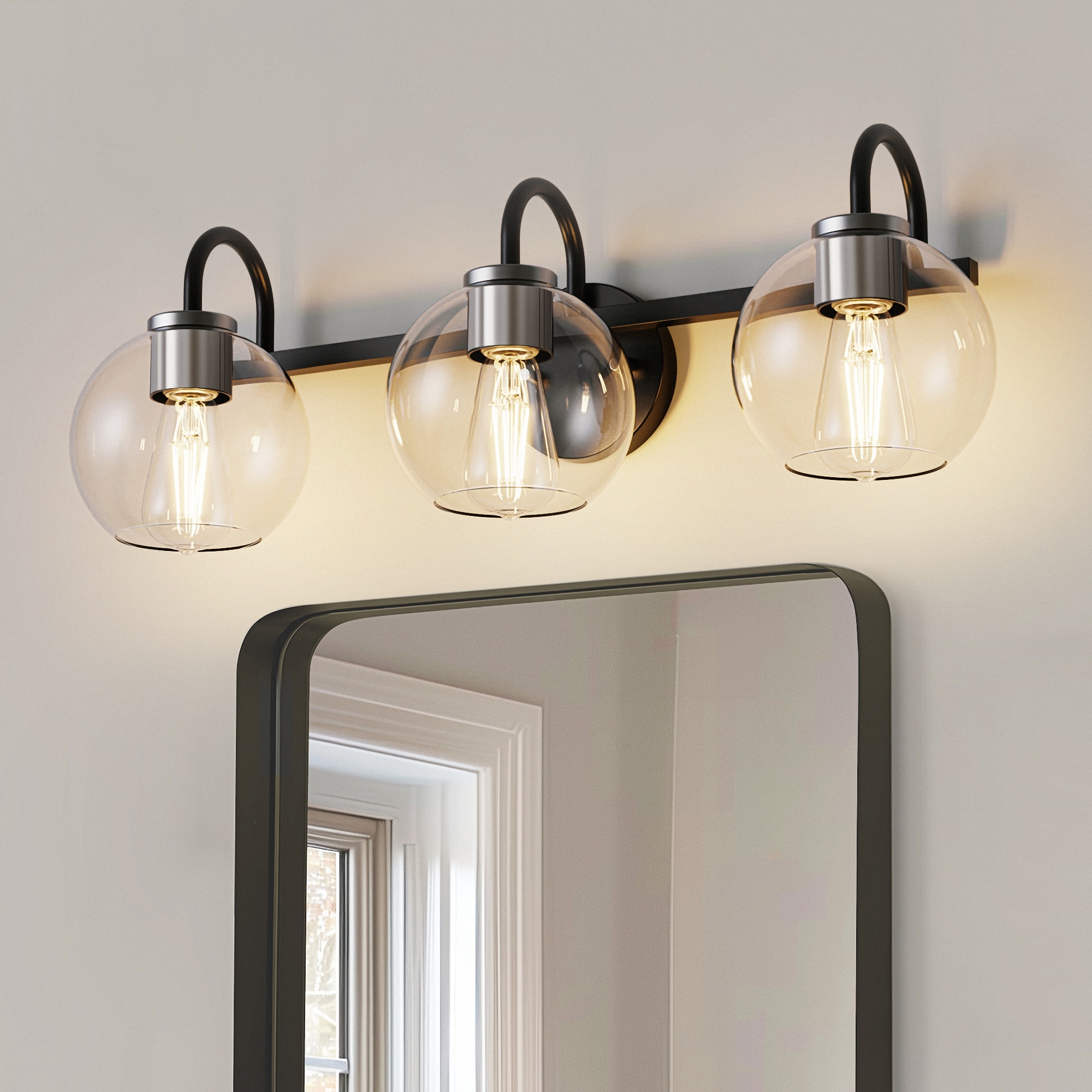 YANSUN LA-ZD-JQ16301CBK-11 25.4-in 3 -Light Matte Black Industrial Vanity light