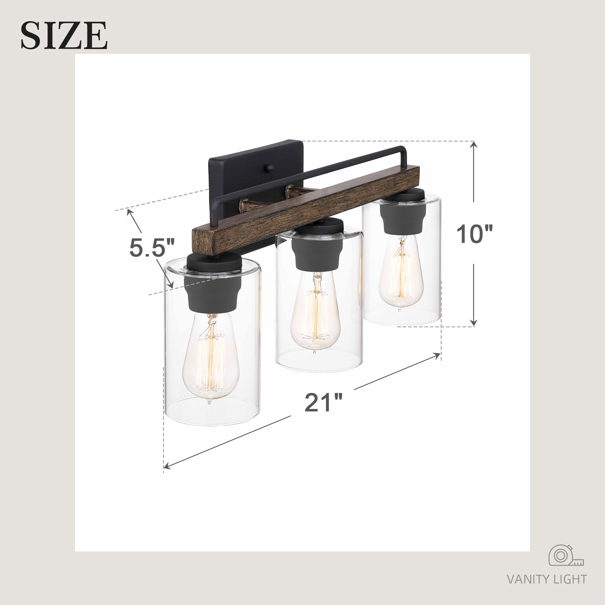 LTMATE JAZAVA 21-in 3-Light Black Led Industrial Vanity Light LS10050DM ...