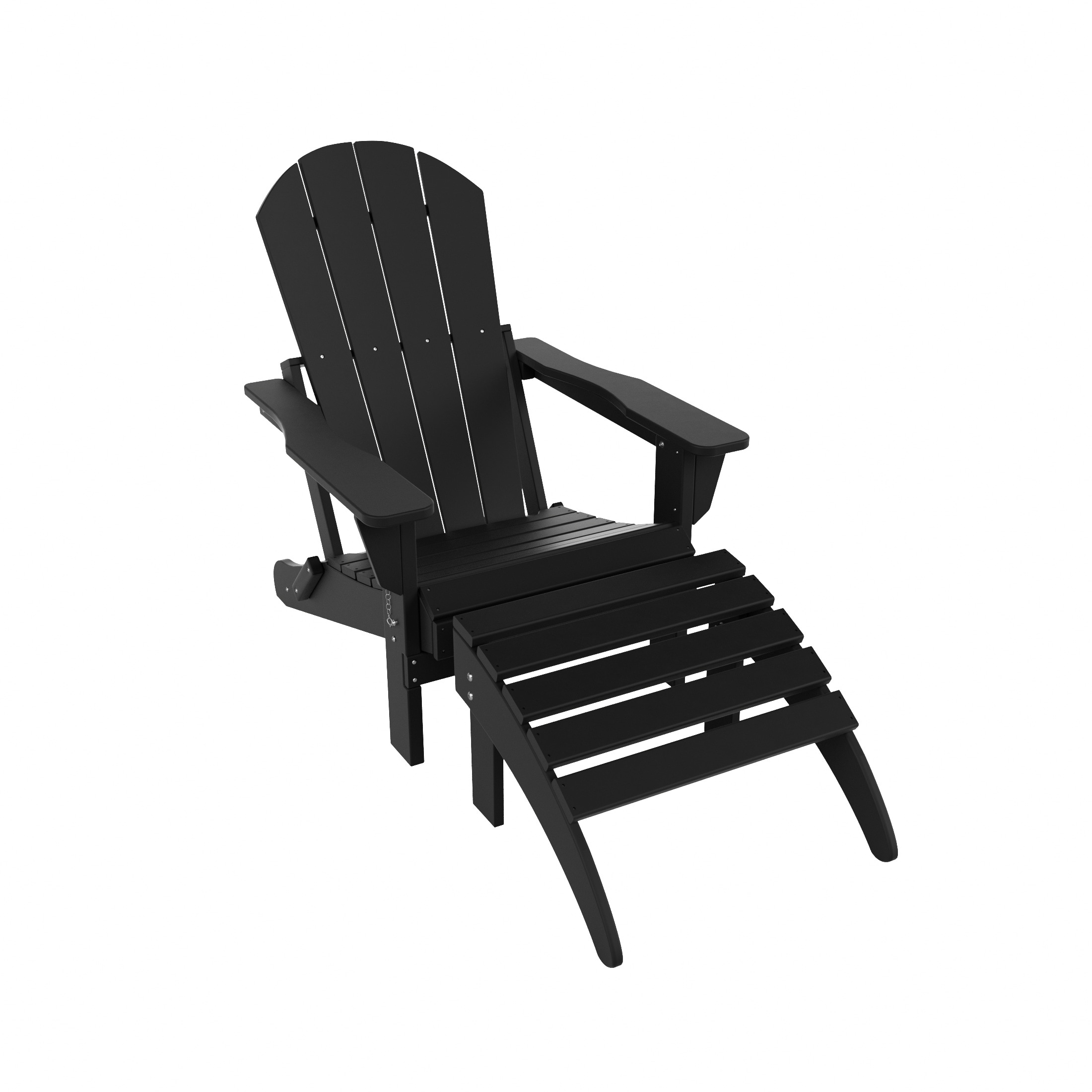 Westin Furniture 2001ADOT-BK Laguna Black HDPE Frame Stationary Adirondack Chair with Slat Seat