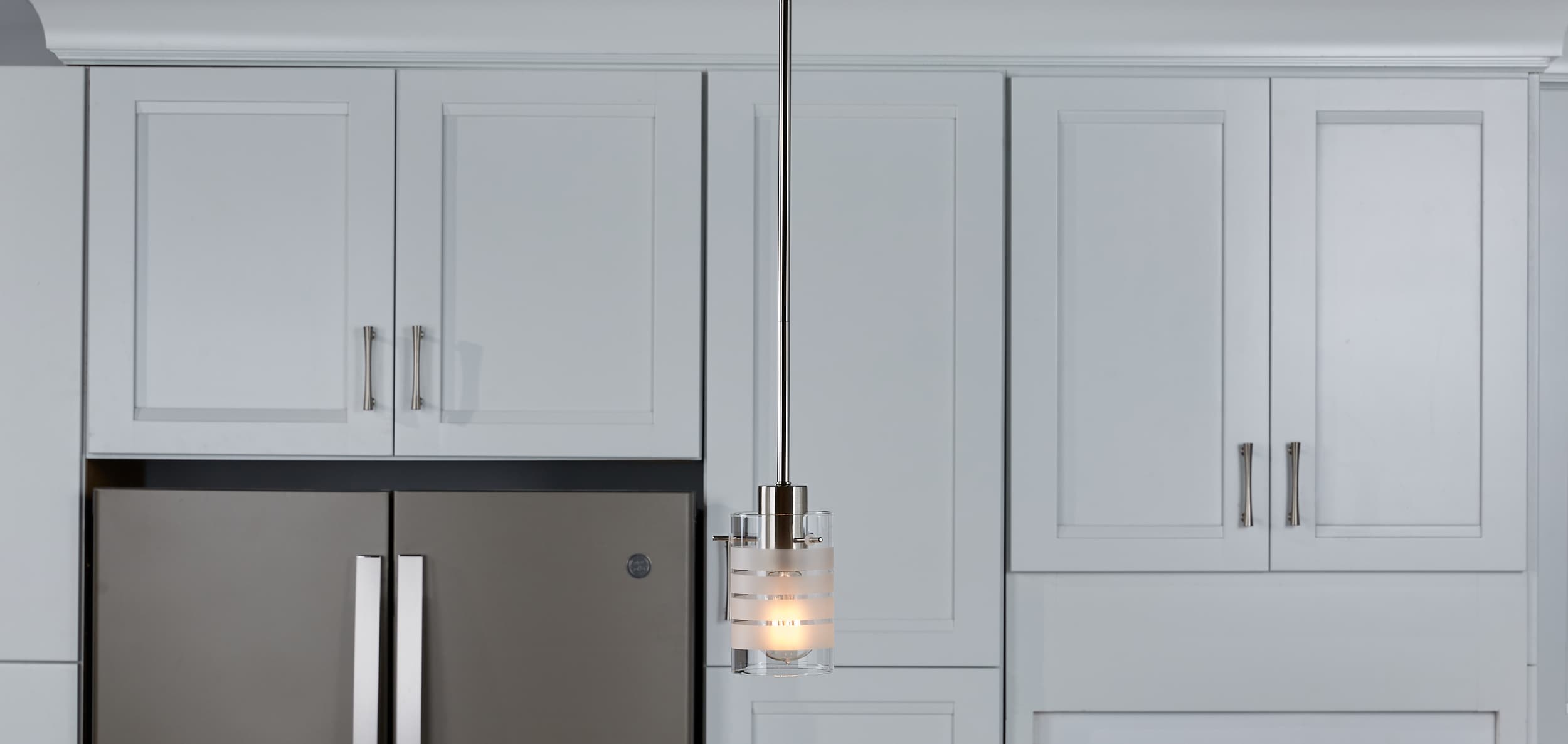 Fairview Brushed Nickel Mini Pendant with Clear and Etched Glass Shade