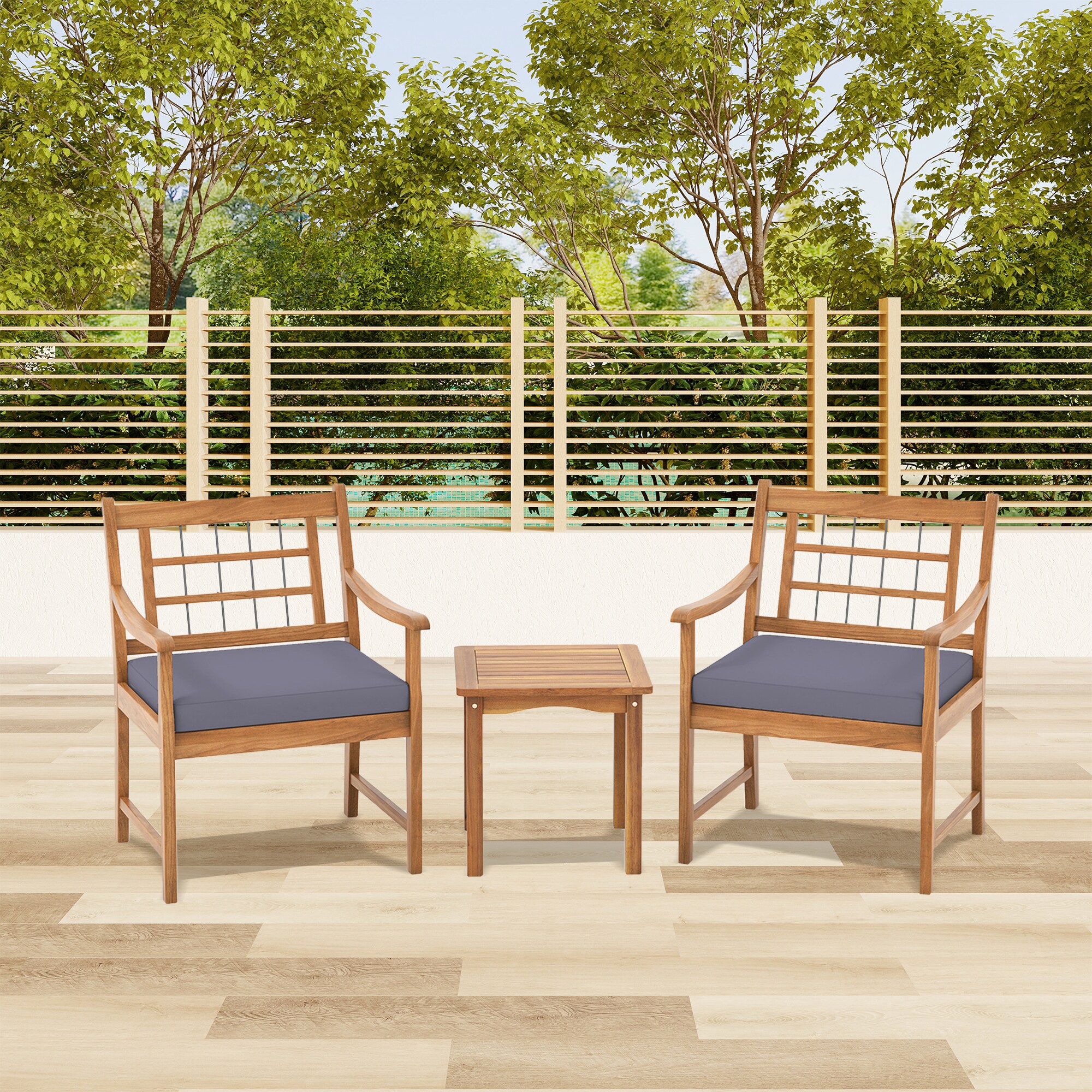 LIVIZA OUJ72587GR Jubilant 3 -Piece Patio Conversation Set with Gray Cushions