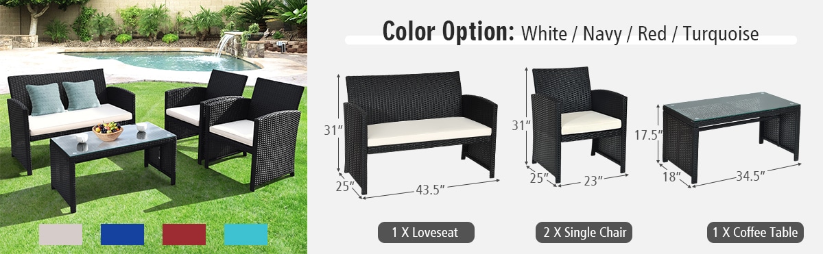 Forclover HYFC-4PCS239WH Patio-Conversation-Sets - View #10