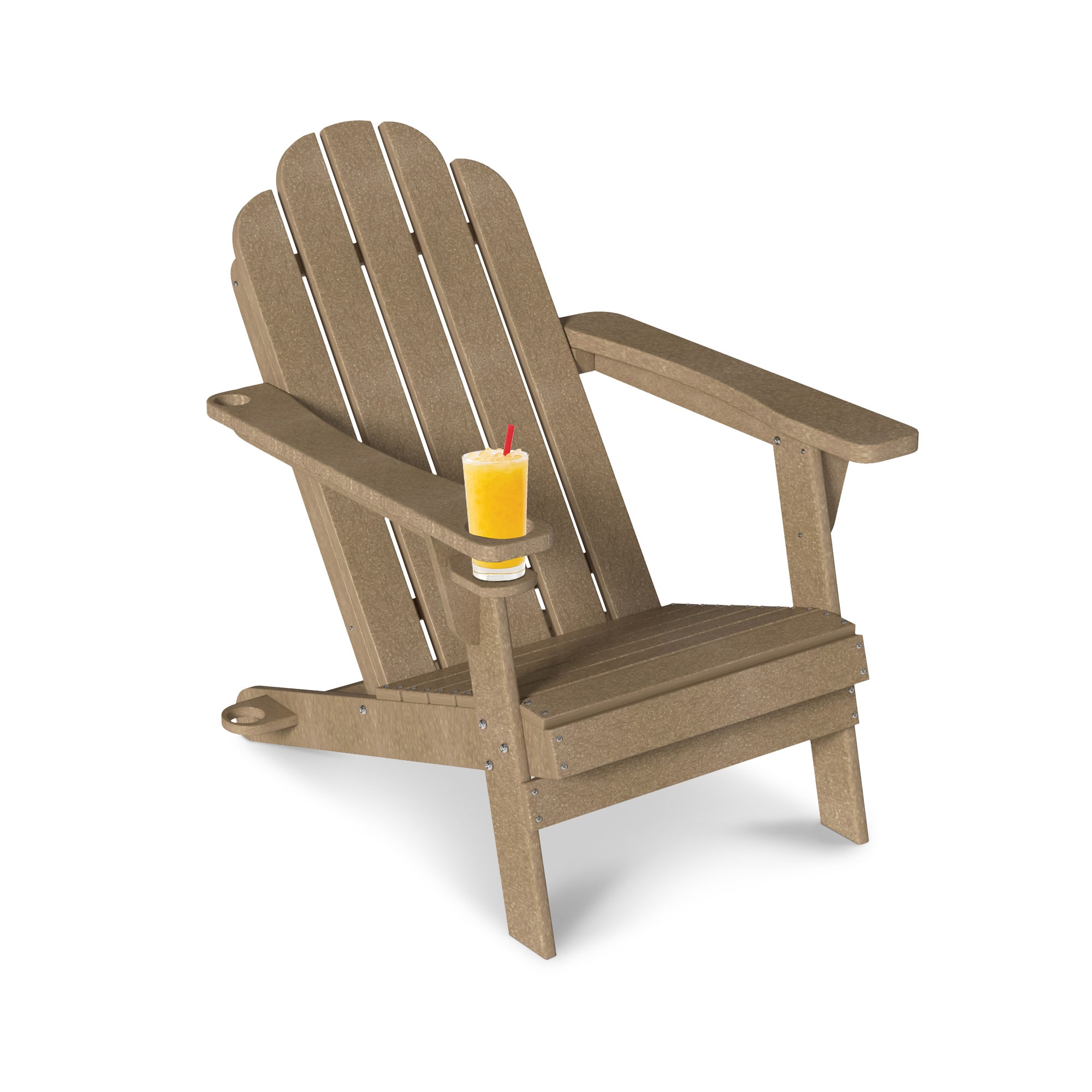 Mondawe MO1029-GB Taupe HDPE Frame Stationary Adirondack Chair with Slat Seat