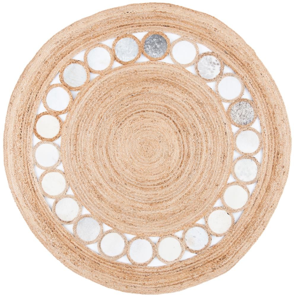 Safavieh NF370F-5R Natural Fiber Veneta 5 x 5 (ft) Synthetic Beige/Gray Round Indoor Abstract Area rug