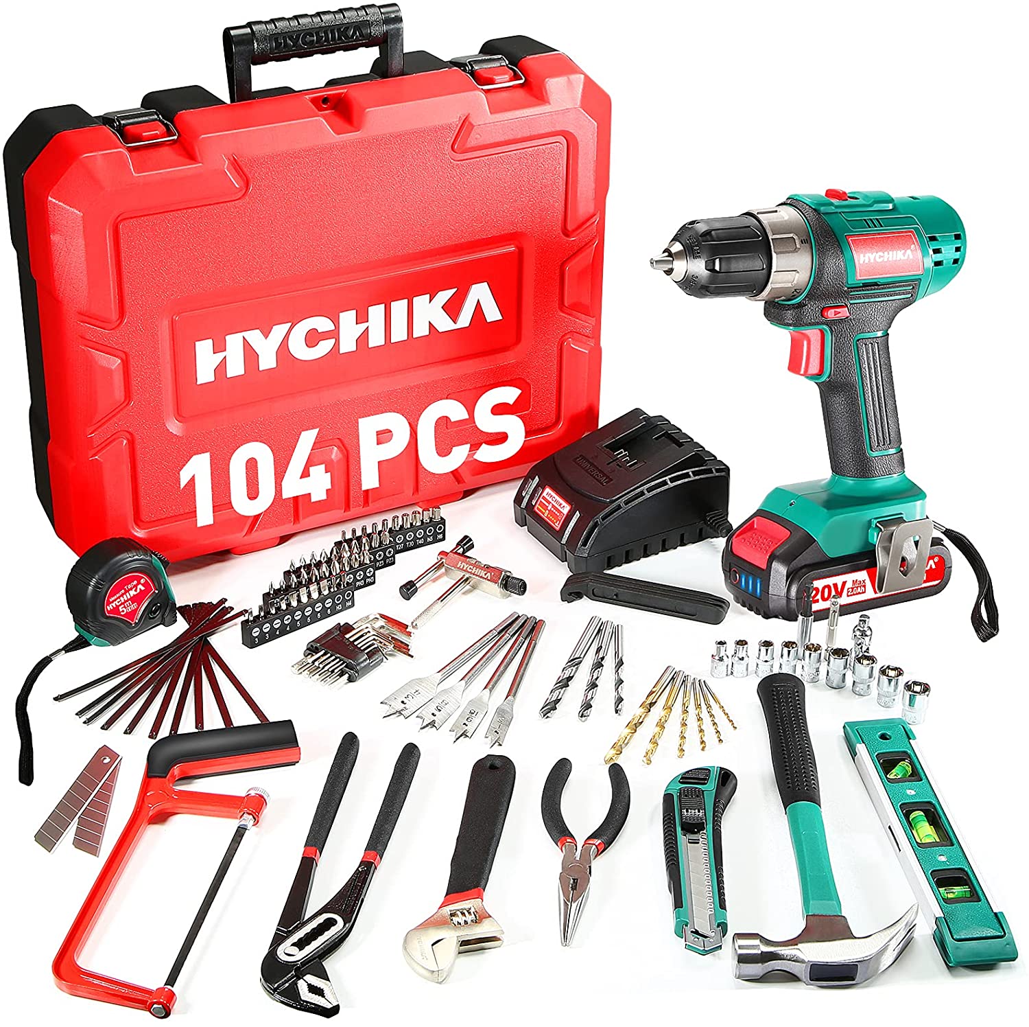 HYCHIKA 104-Tool Power Tool Combo Kit with Hard Case (1-Battery Included  and Charger Included) in the Power Tool Combo Kits department at