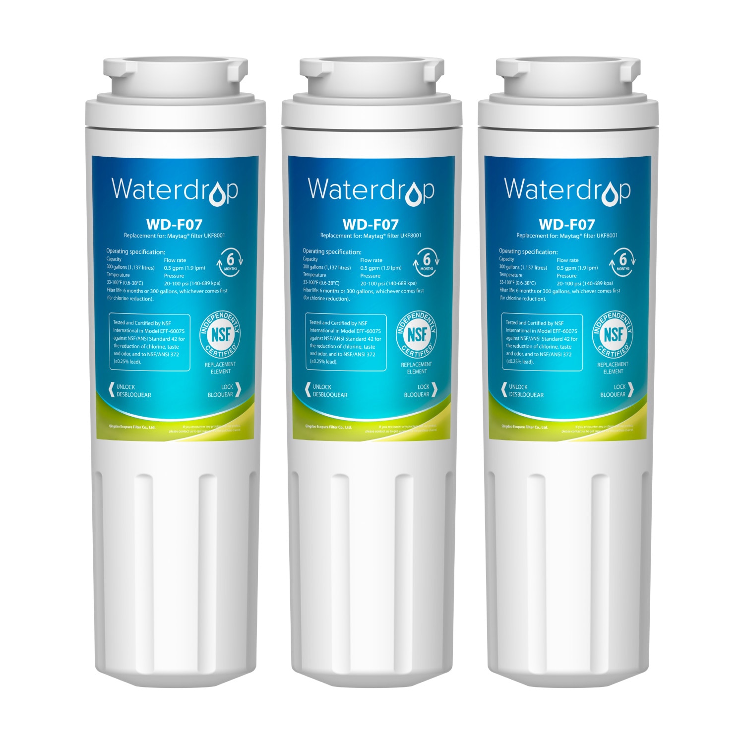 Waterdrop Push-In Refrigerator Water Filter EDR4RXD1 3-Pack in the  Refrigerator Water Filters department at