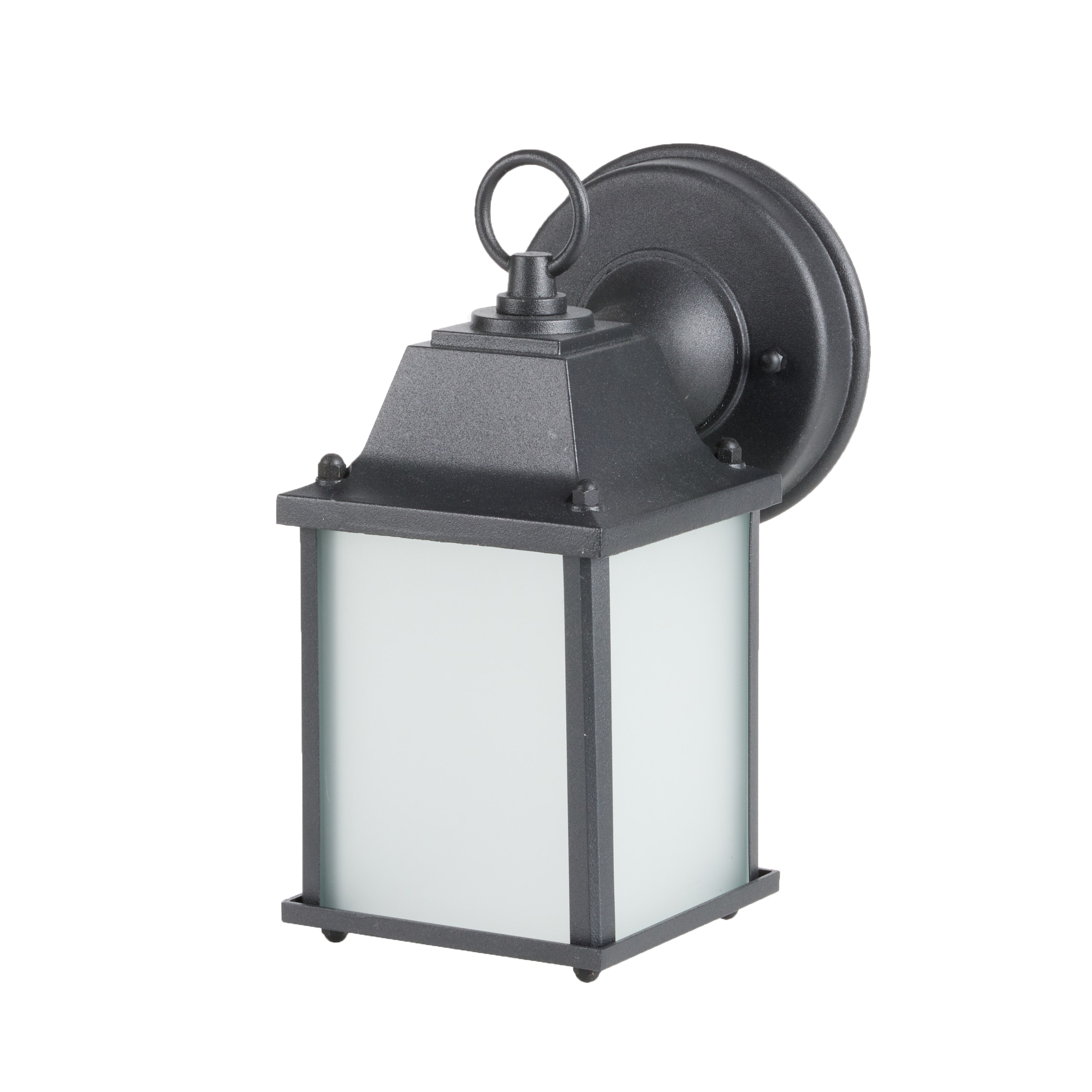 Black Aluminum LED Wall Lantern with Frosted Glass Shade