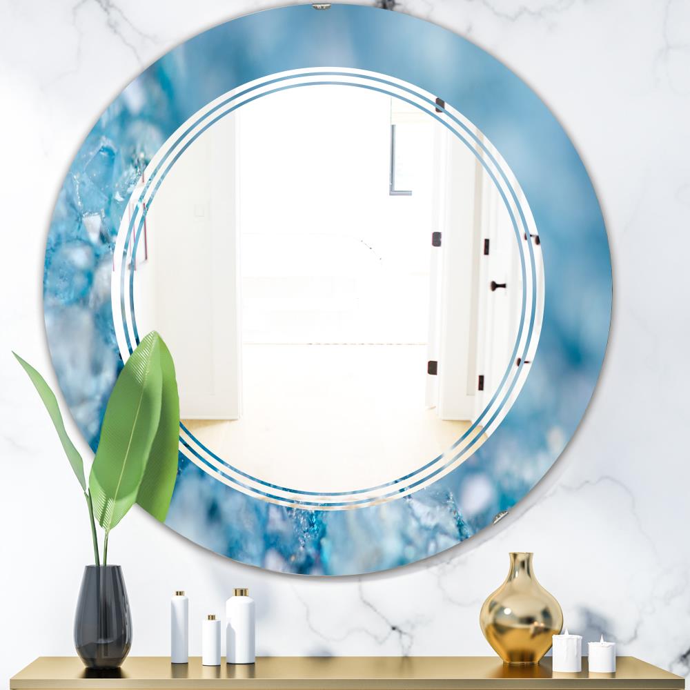 Designart 24 In W X 24 In H Round Blue Polished Frameless Wall Mirror   17043651 