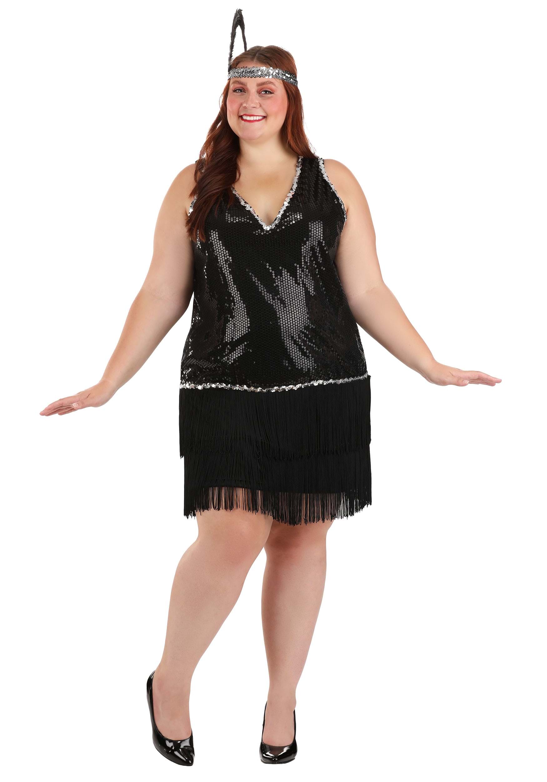 HalloweenCostumes.com FUN0928PL-2X FUN Costumes Plus Size Onyx Flapper Costume for Women 2X