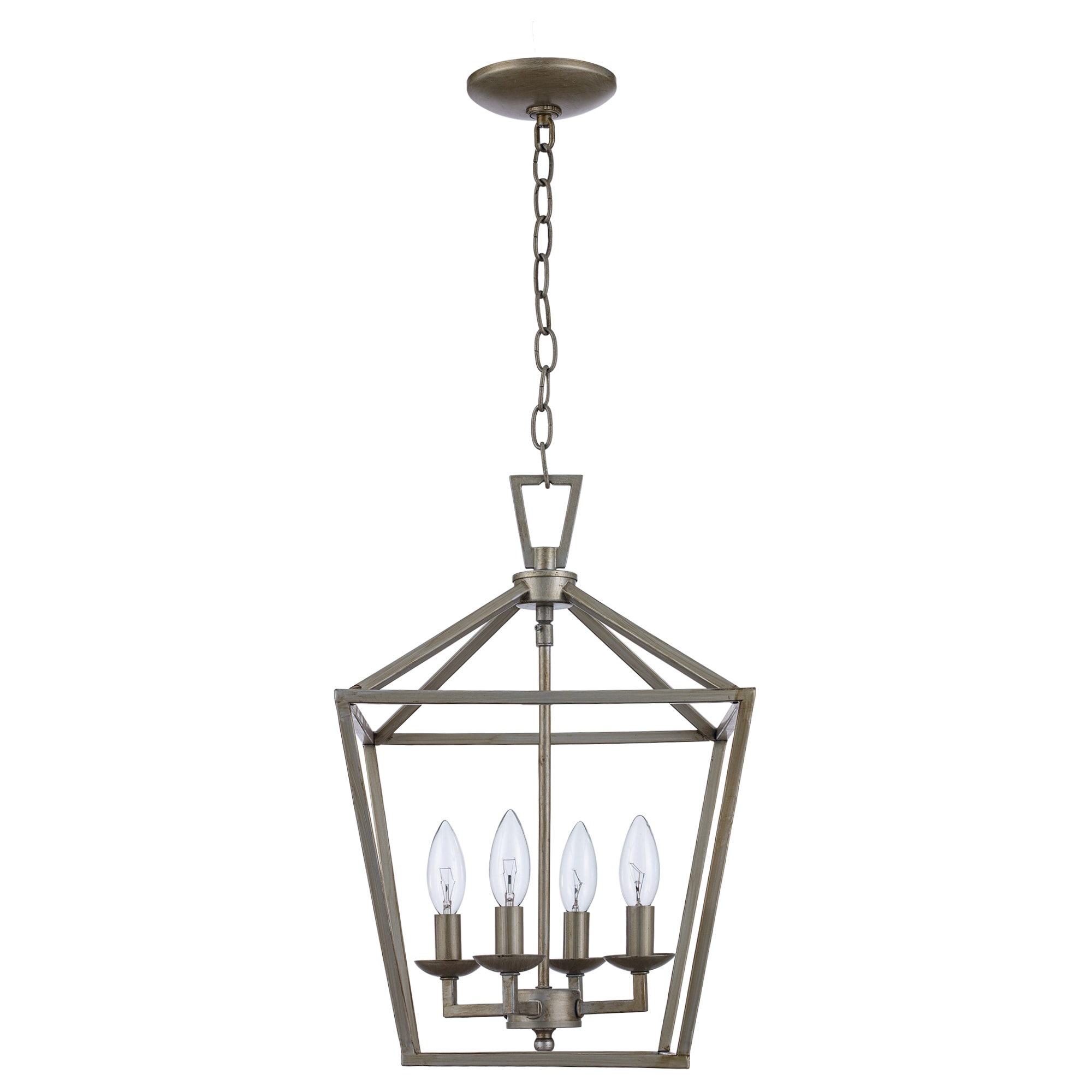 Antique Silver Leaf Glass Pendant Light with Bronze Accents
