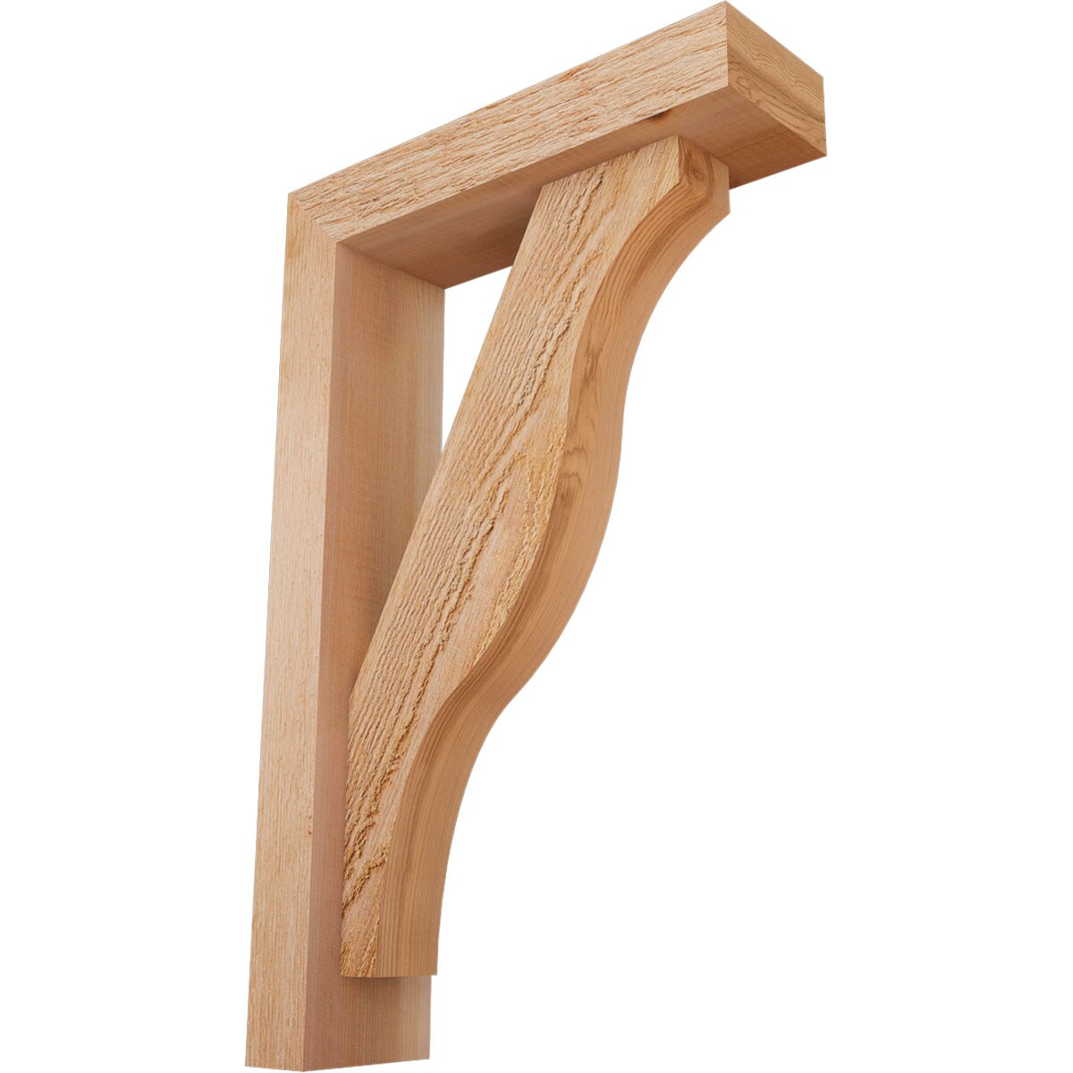 Ekena Millwork 1462207 Funston Block Rough Sawn Bracket with Offset Brace 4-in x 14-in x 22-in Western red cedar Brown Wood Standard bracket