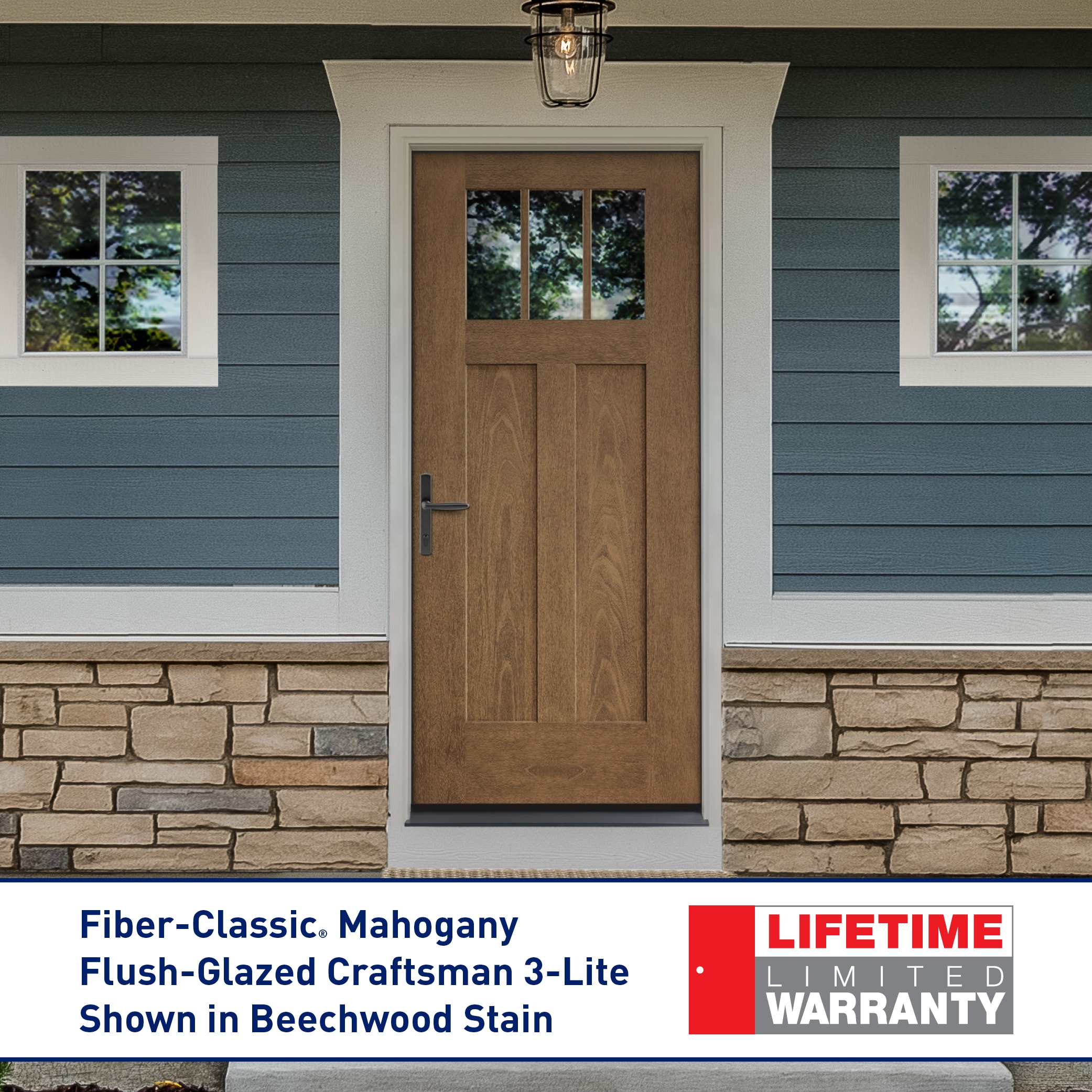 Therma-Tru Entry Door 36-in x 80-in x 6-9/16-in Fiberglass Craftsman ...