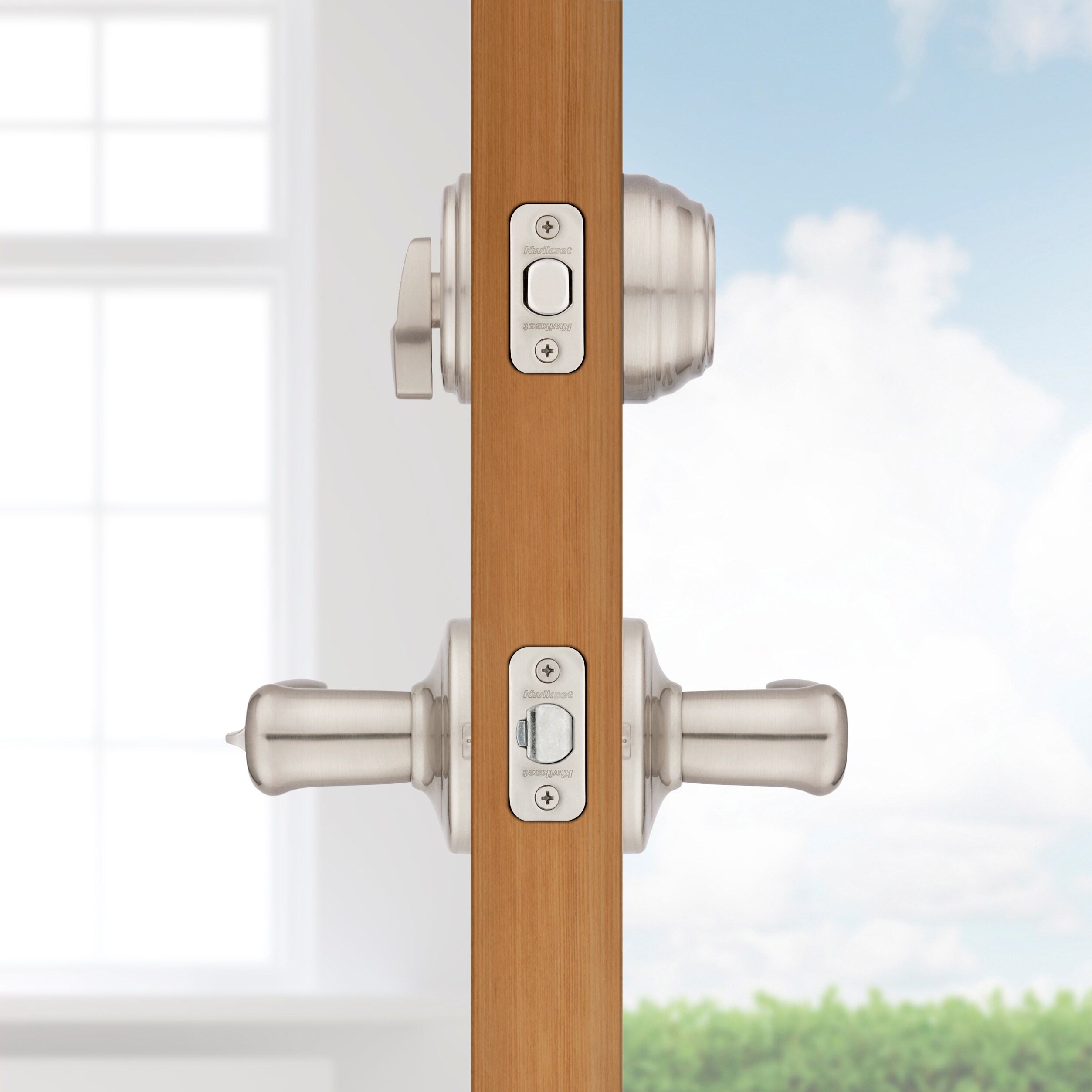 Satin Nickel Keyed Entry Lever and Deadbolt Combo Pack