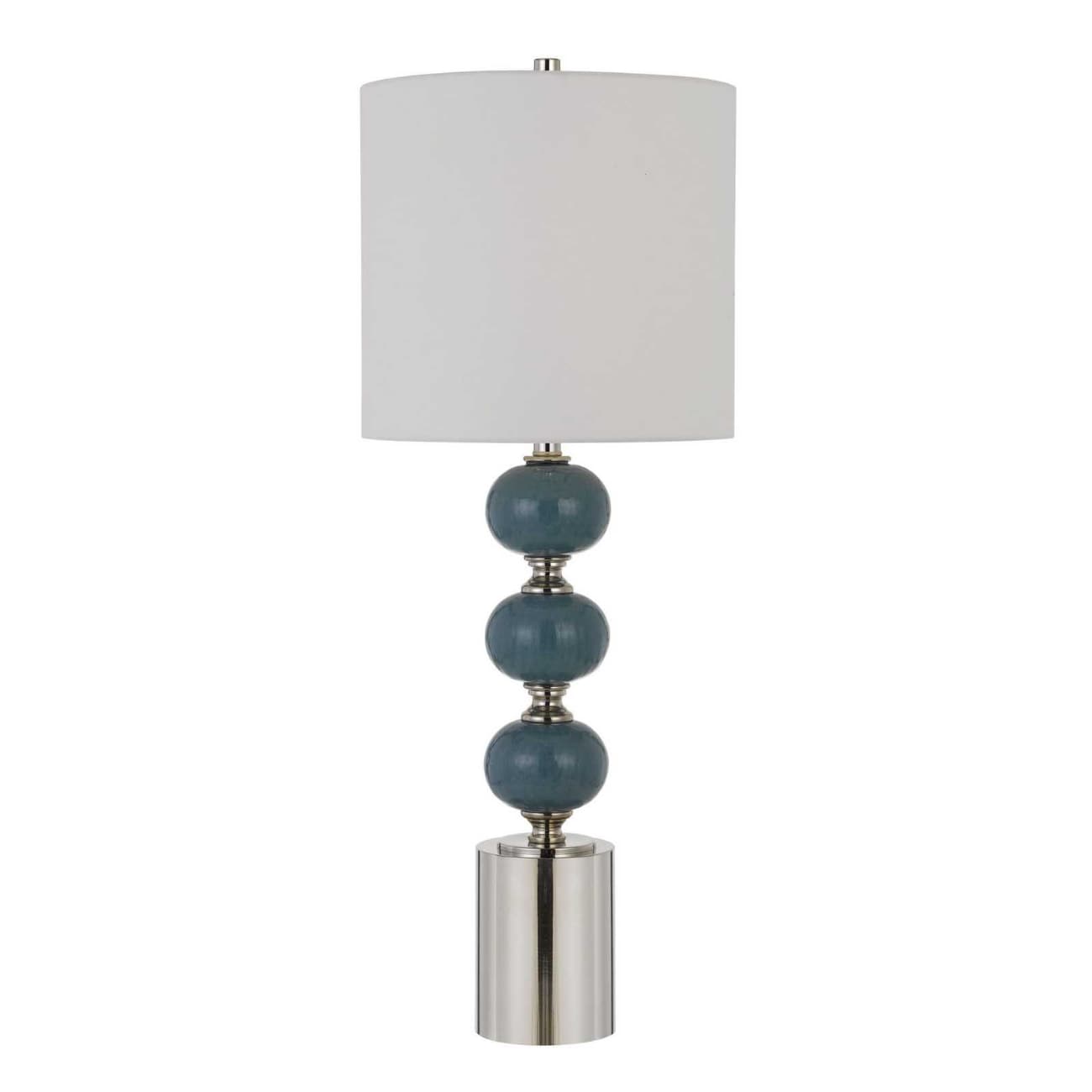 HomeRoots 4000476143 28.5-in Slate Blue 3-way Table Lamp with Fabric Shade