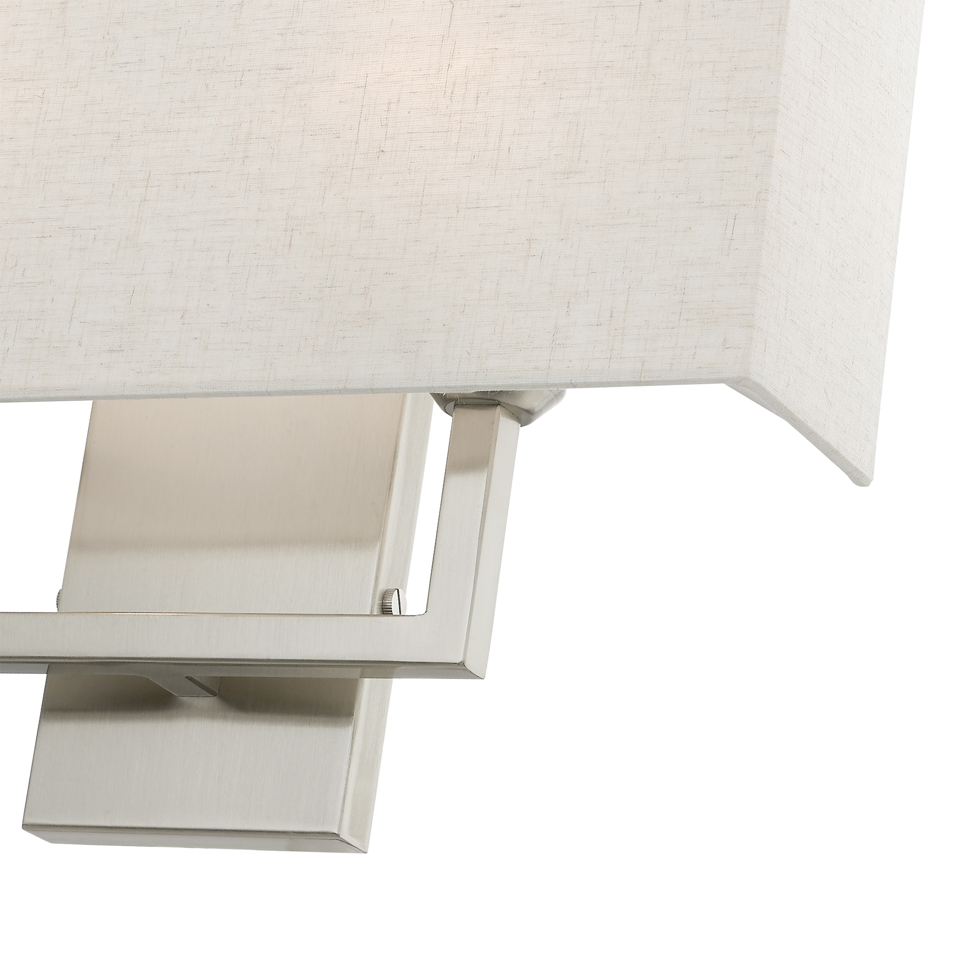 Brushed Nickel 2-Light Wall Sconce with Oatmeal Fabric Shade