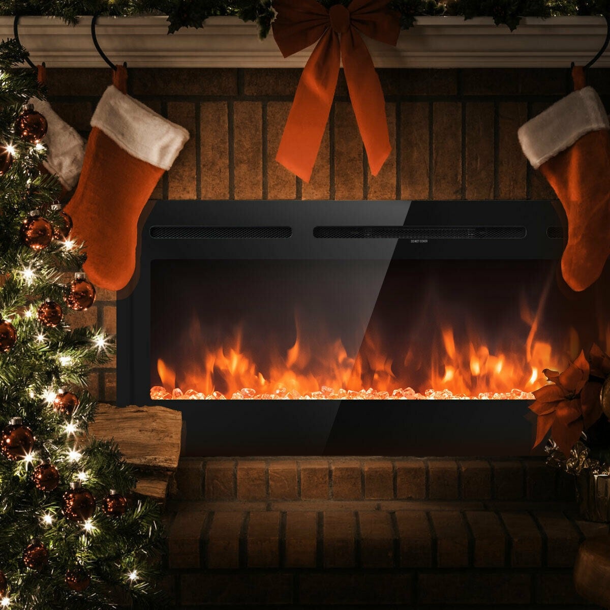 Clihome 50-in W Black LED Electric Fireplace in the Electric Fireplaces ...