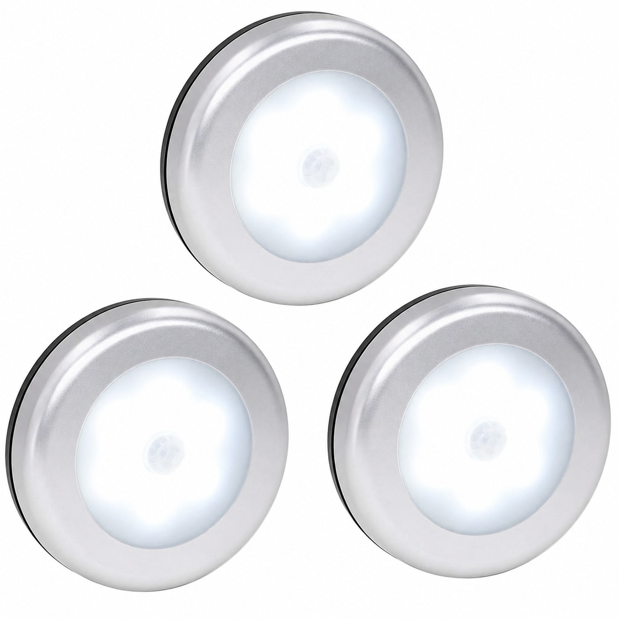 Aoibox  3 Pack Motion Sensor LED Stair and Cabinet Lights Magnetic Stick On 20 Lumen Night Lights for Hallway