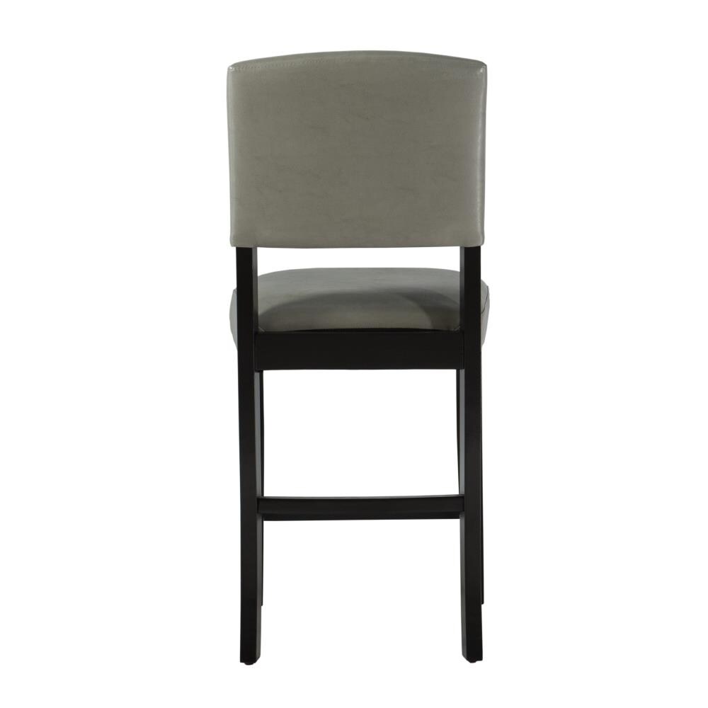 Dove Gray Faux Leather Counter Stool with Black Wood Frame