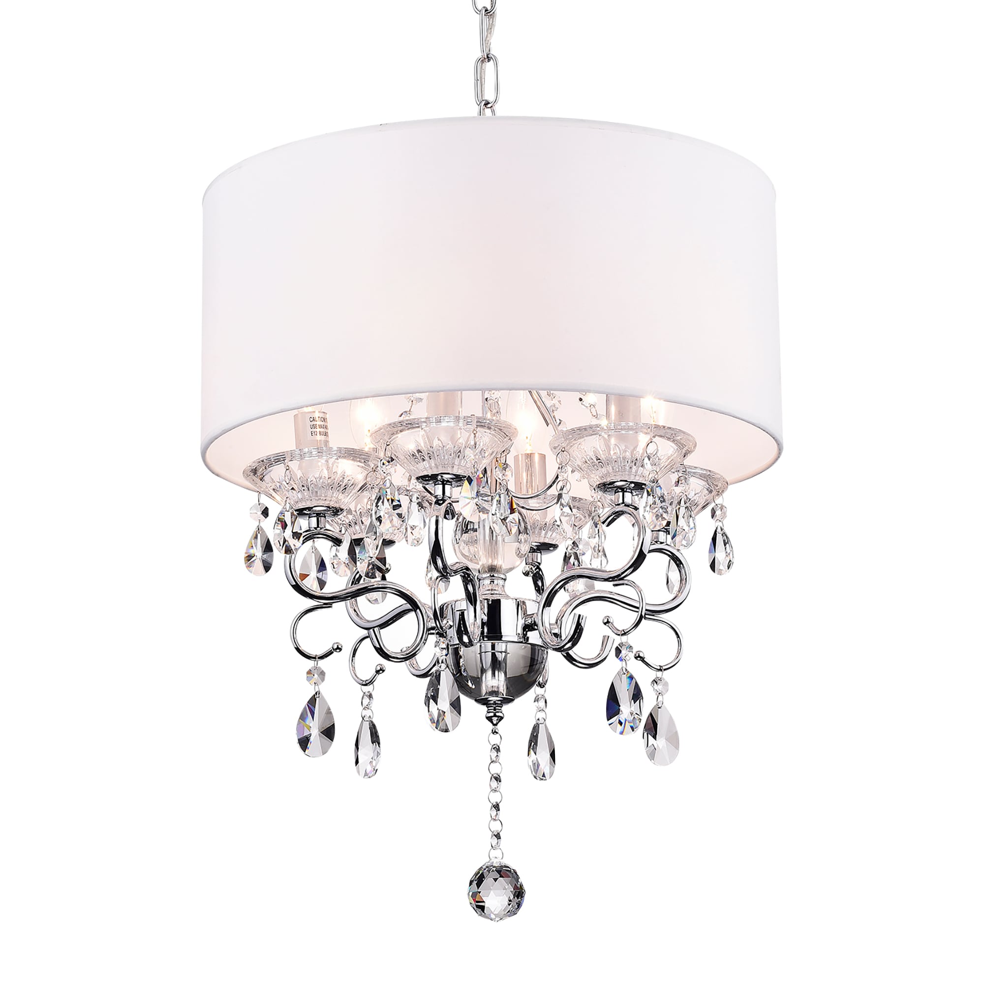 Edvivi EPB903CH 6 -Light Burnished Chrome Glam Crystal For Use in Bedrooms, Dining Rooms, Foyers, Kitchens, Living Rooms Chandelier