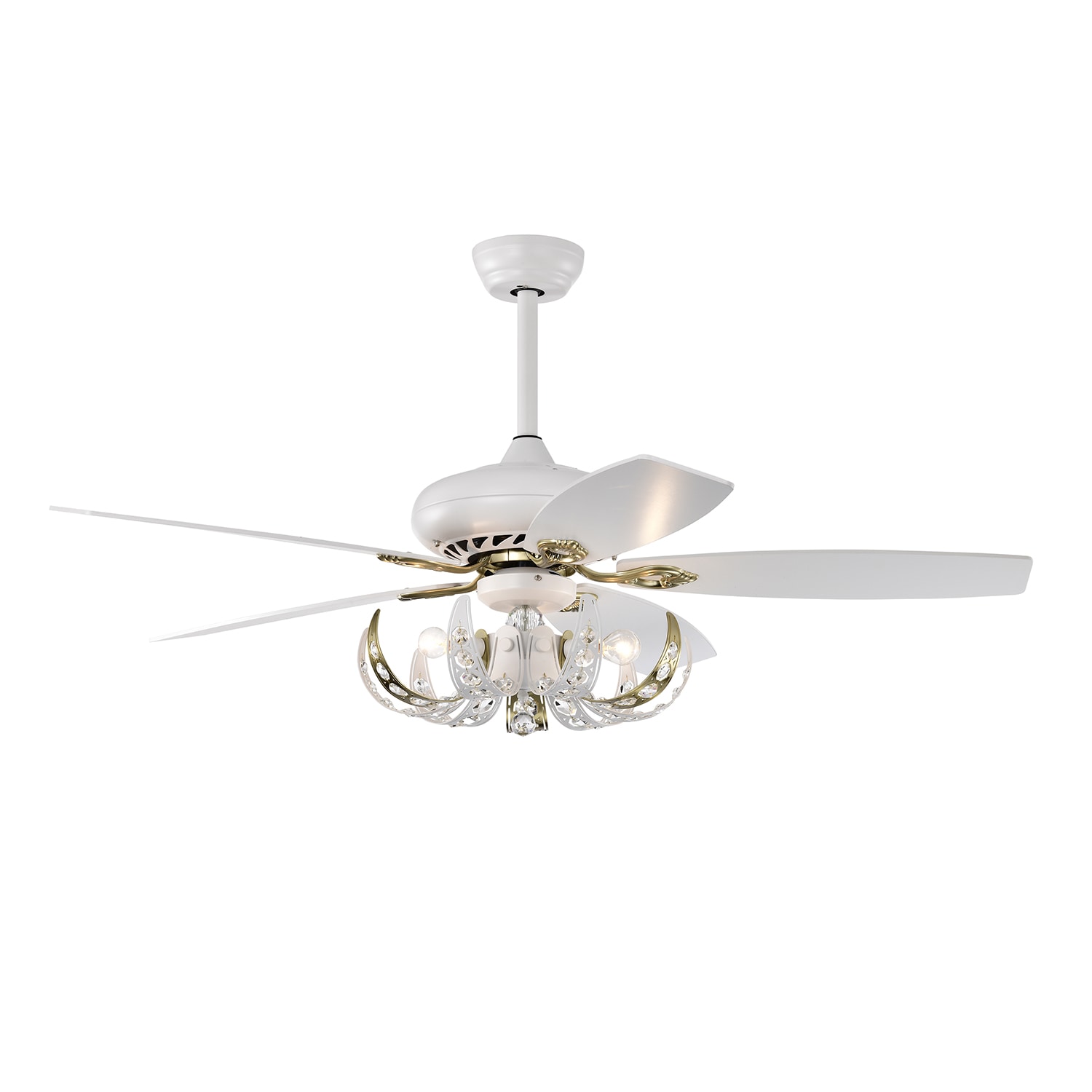 SINOFURN SYB570029WT 52-in White with Finished Blades Ceiling Fan With Light - Remote Included ( 5 -Blade )