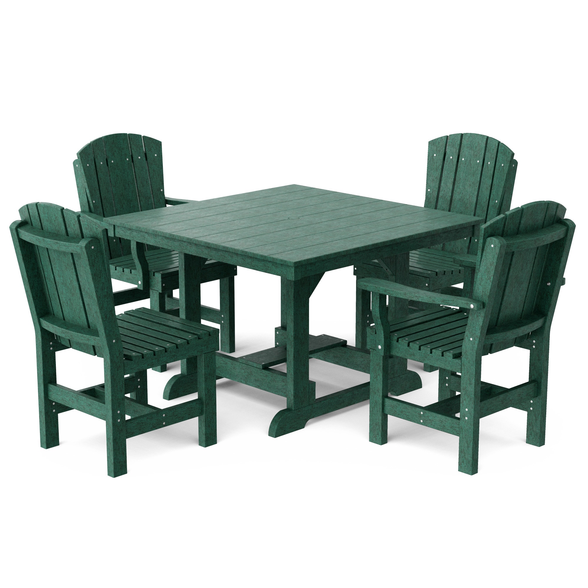 Wildridge LCC-186-TG Heritage 5 -Piece Turf Green Patio Dining Set Plastic Square Table with 4 Stationary Chairs