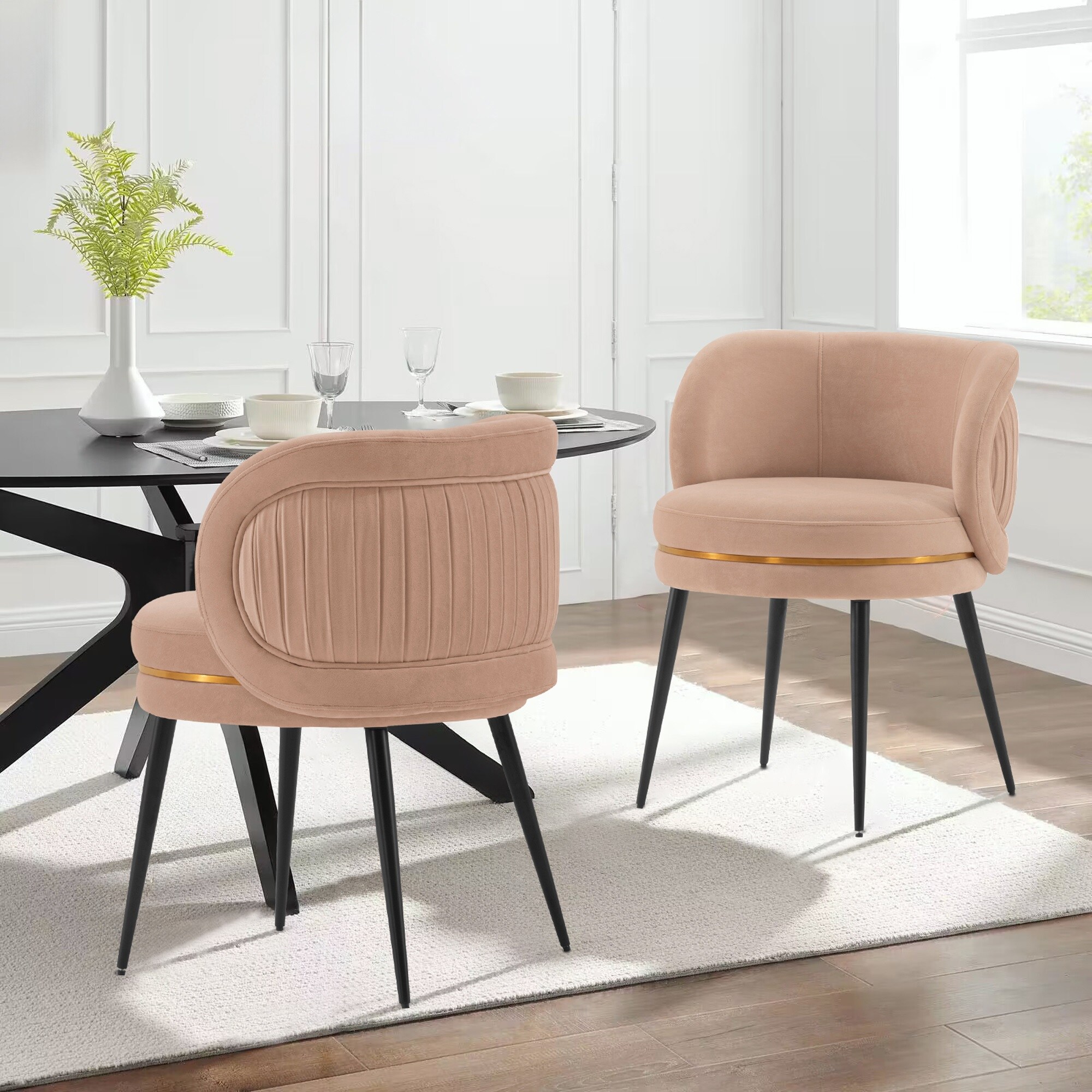 Manhattan Comfort 2-DC080-ND Set of 2 Contemporary/Modern Velvet Upholstered Dining Side Chair (Wood Frame)