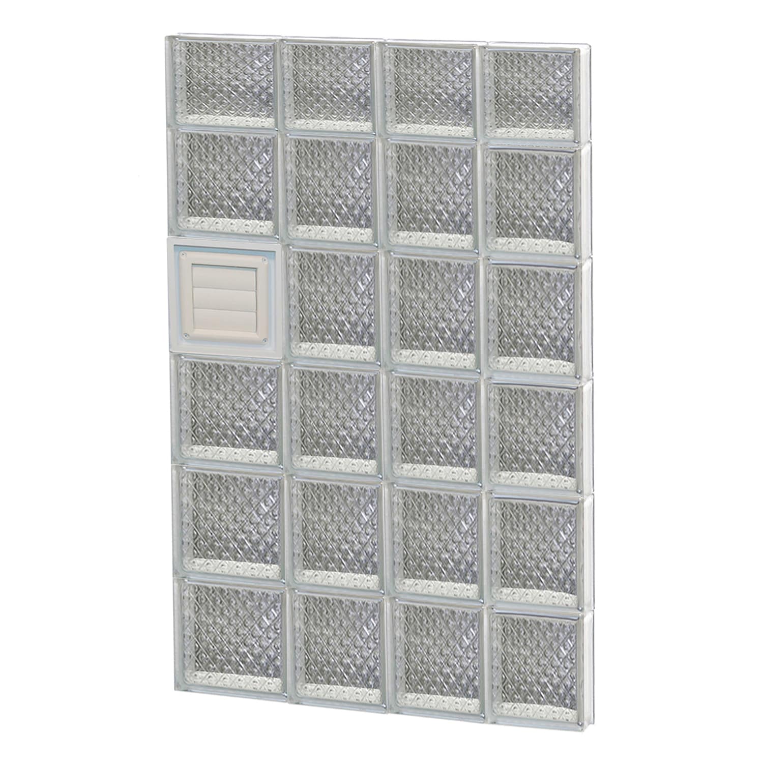 REDI2SET D2646DP Diamond Glass 25-in x 44-1/2-in Frameless Replacement Dryer vent Glass Block Window
