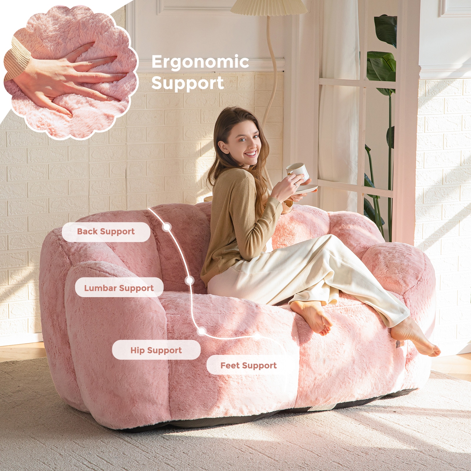 MAXYOYO M-A89-PINK-DOUBLE Bean-Bag-Chairs - View #8