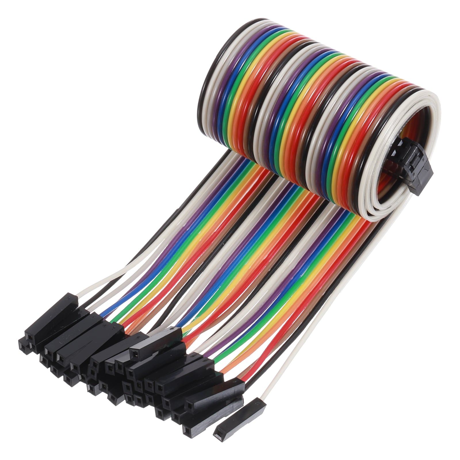 Unique Bargains 1pc IDC Rainbow Wire Flat Ribbon Cable FC-Female to 32P 11.8 Inch Length 2.54mm Pitch Breadboard Jumper Wires for Electronic Projects
