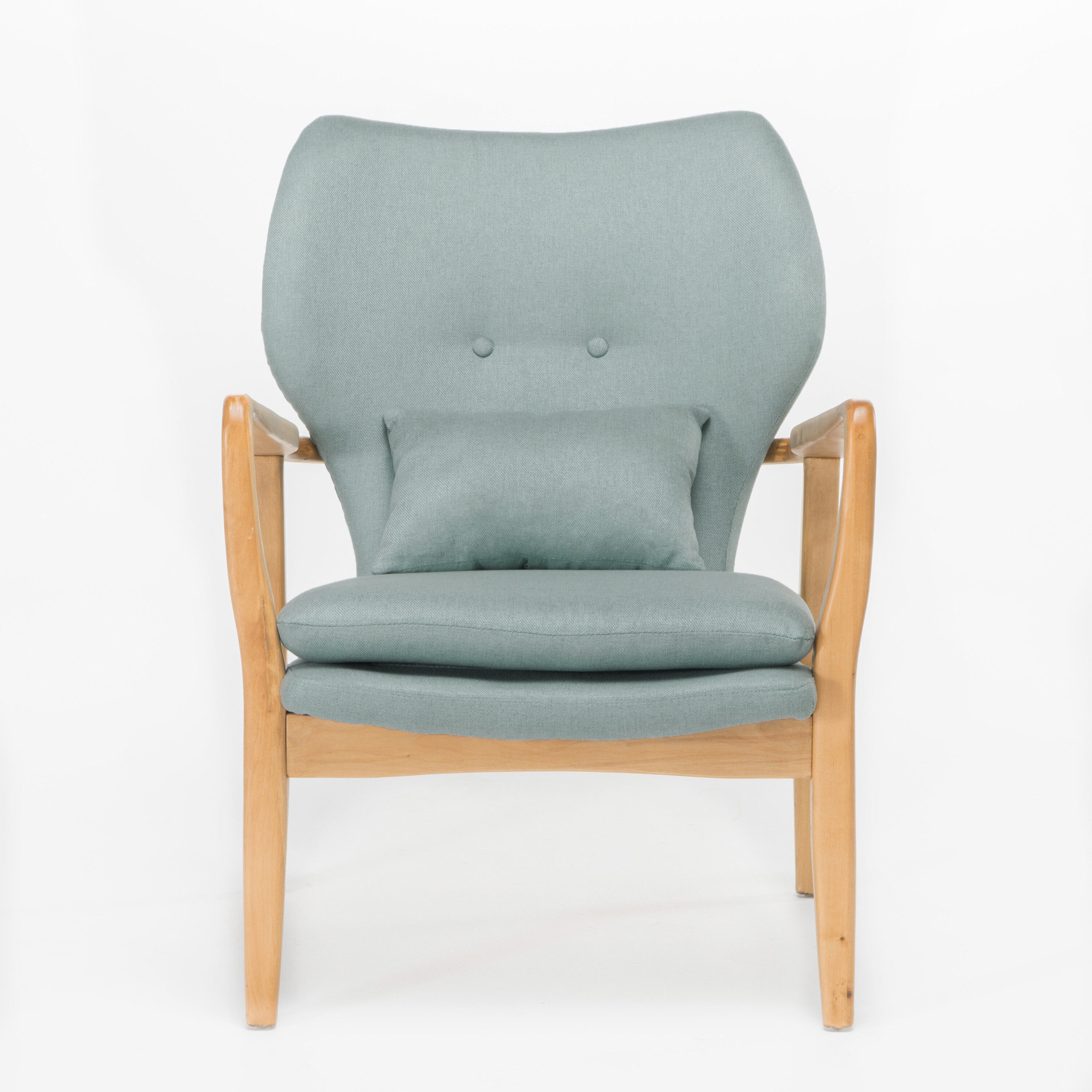 Best Selling Home Decor 295343 Haddie Midcentury Light Blue/Walnut Accent Chair